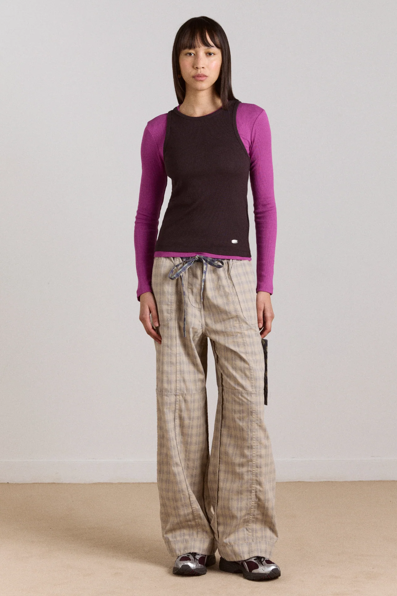 Manon Layered 2 In 1 Top - Choc/Magenta - Image 3