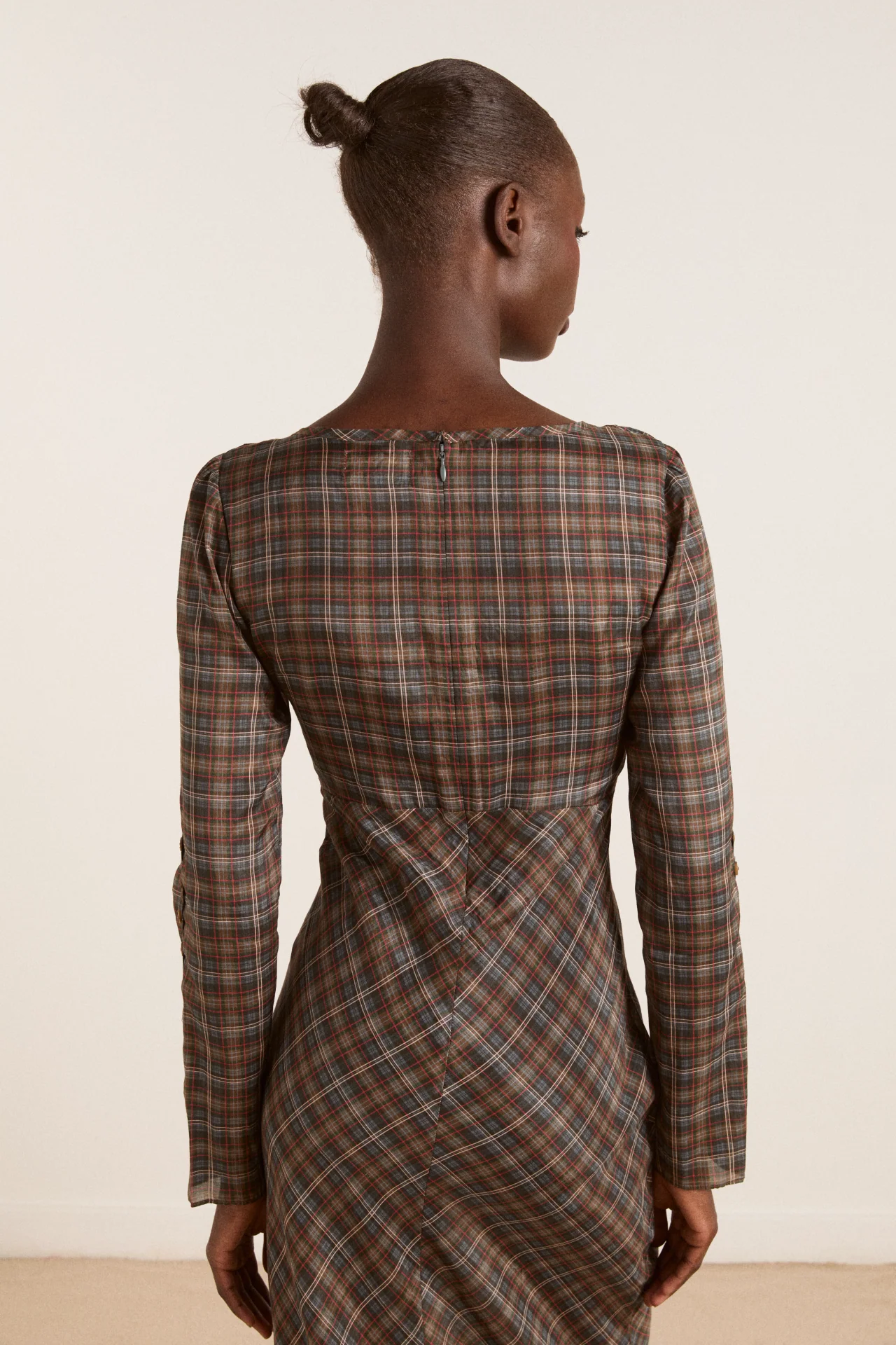 Marissa Sheer Midi Dress - Multi Check - Image 5