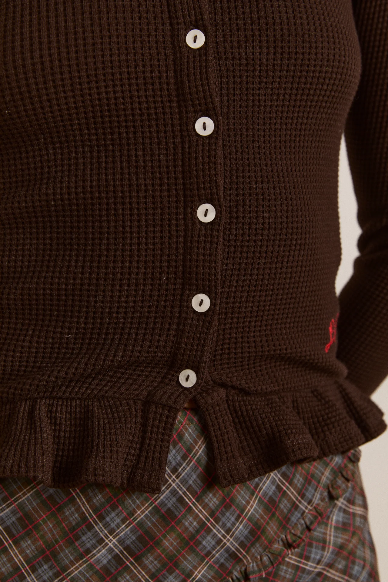Marjorie Waffle Top - Brown - Image 13