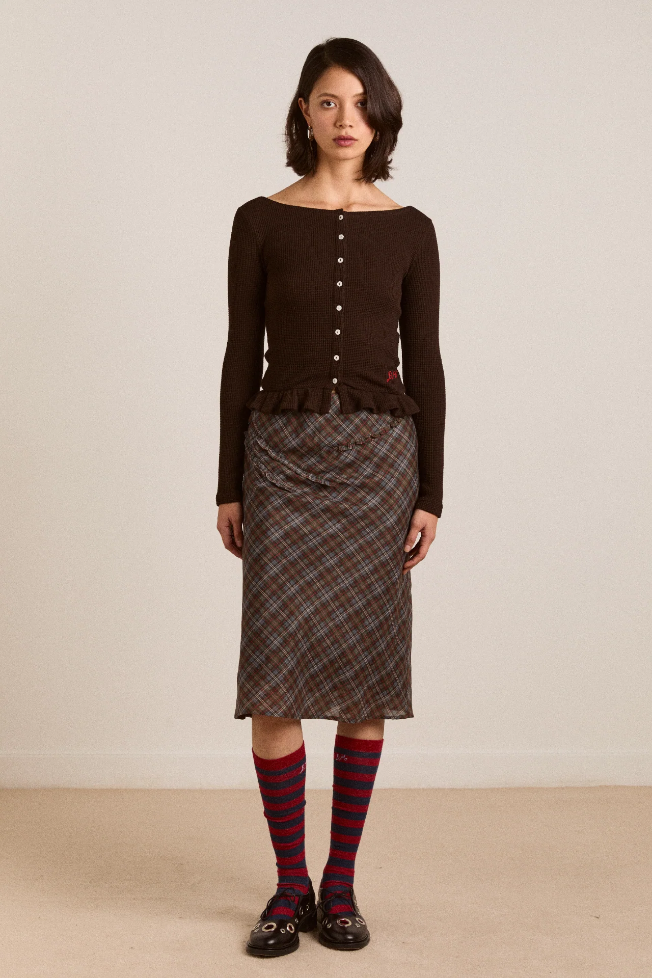 Marjorie Waffle Top - Brown - Image 3