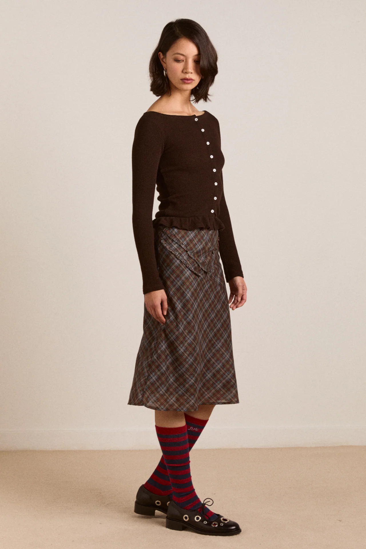 Marjorie Waffle Top - Brown - Image 5
