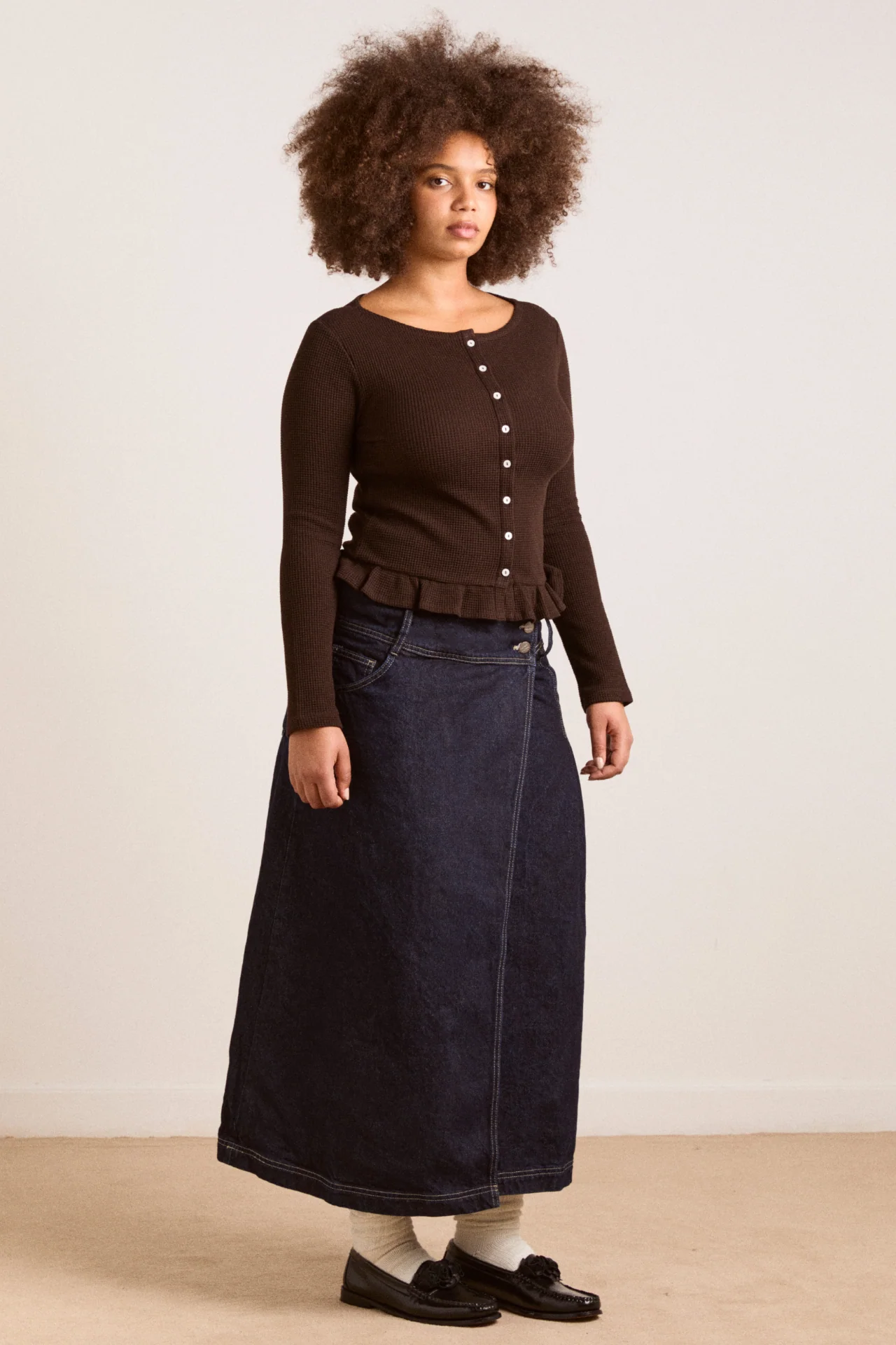 Marjorie Waffle Top - Brown - Image 7