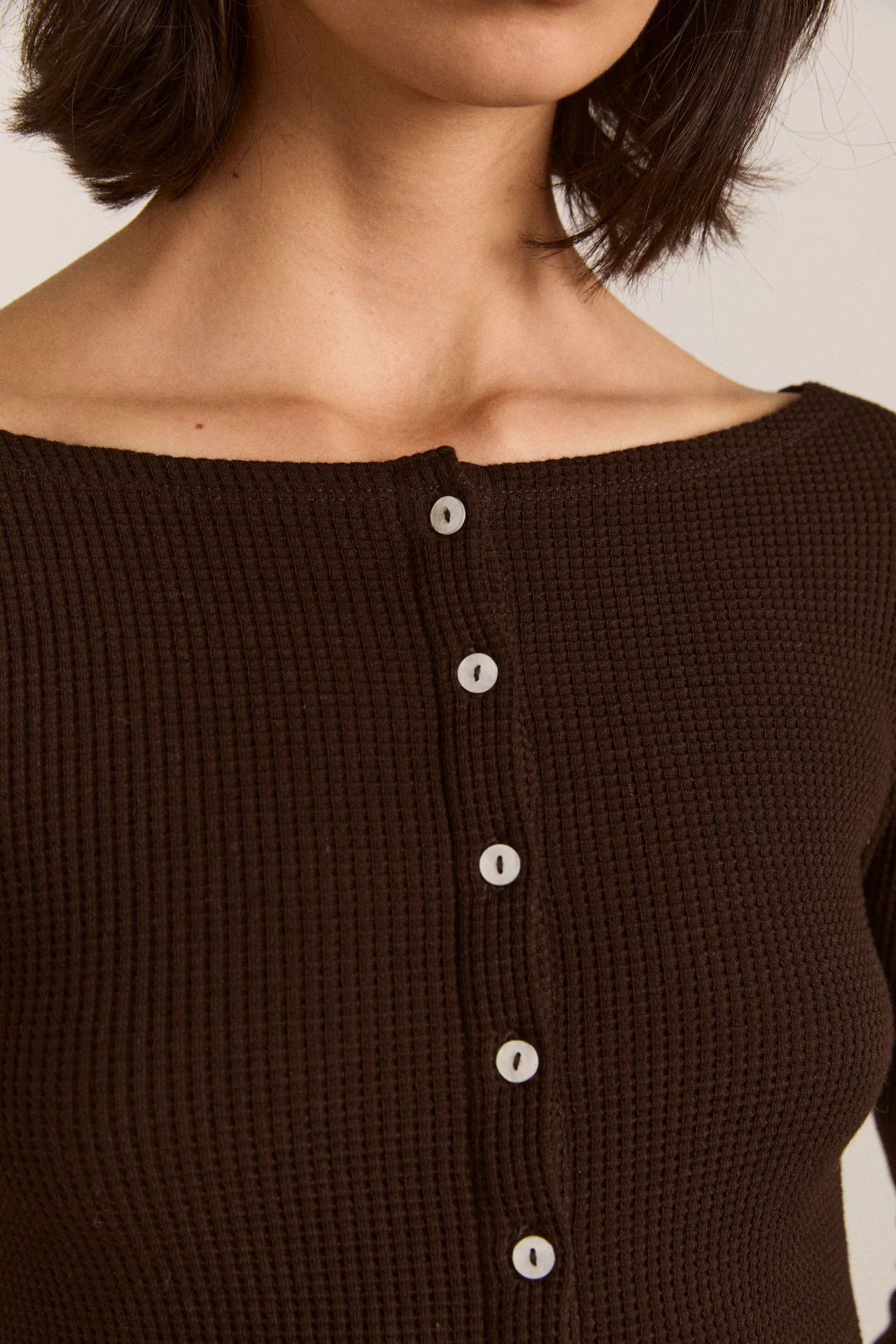 Marjorie Waffle Top - Brown - Image 9