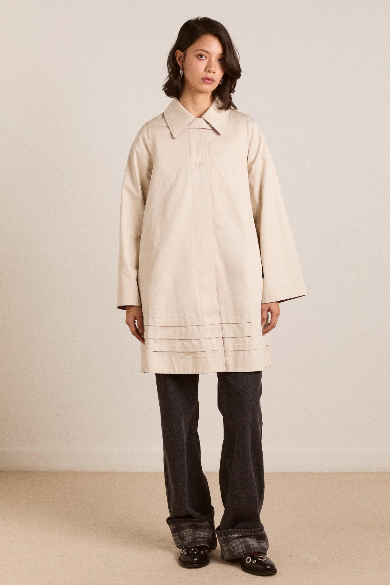 Mercedes Bow Reversible Trench - Gingham & Ecru - Image 6