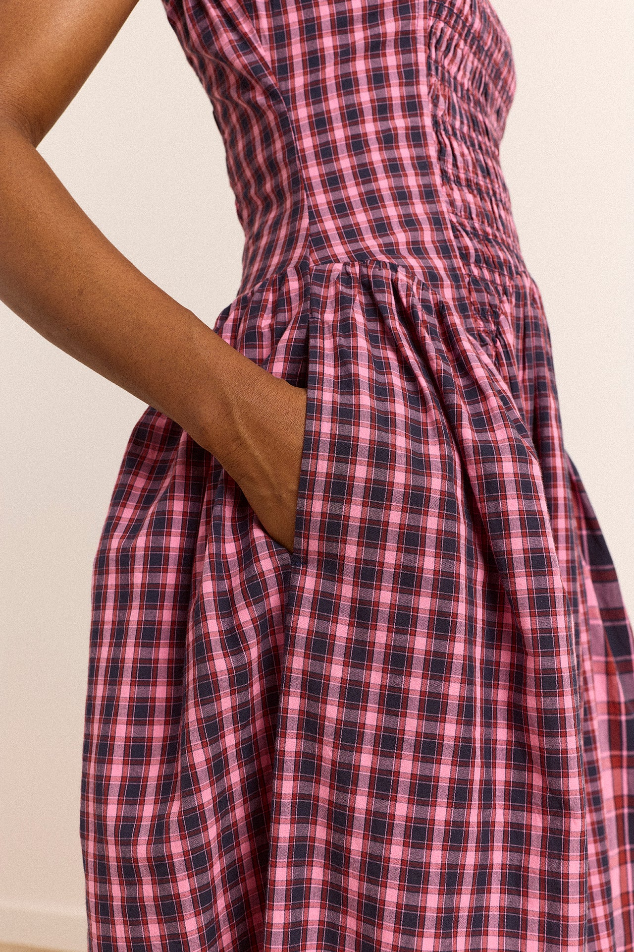 Molly Midi Dress - Magenta Check - Image 10