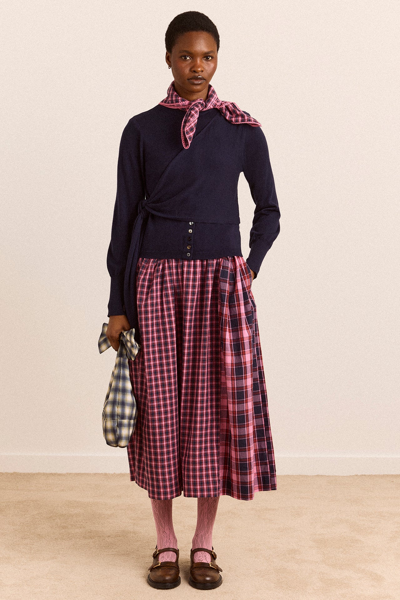 Molly Midi Dress - Magenta Check - Image 2