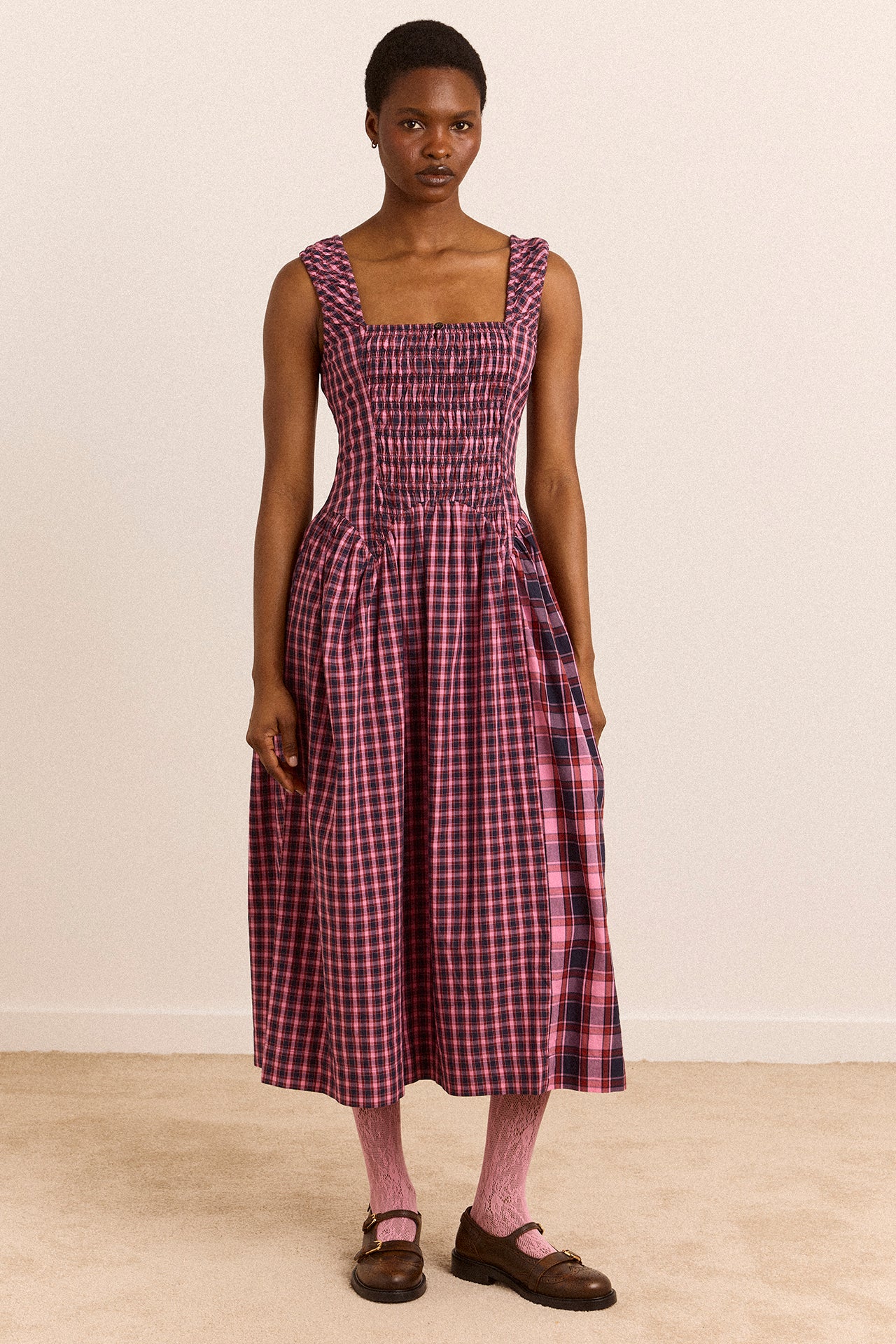 Molly Midi Dress - Magenta Check - Image 3