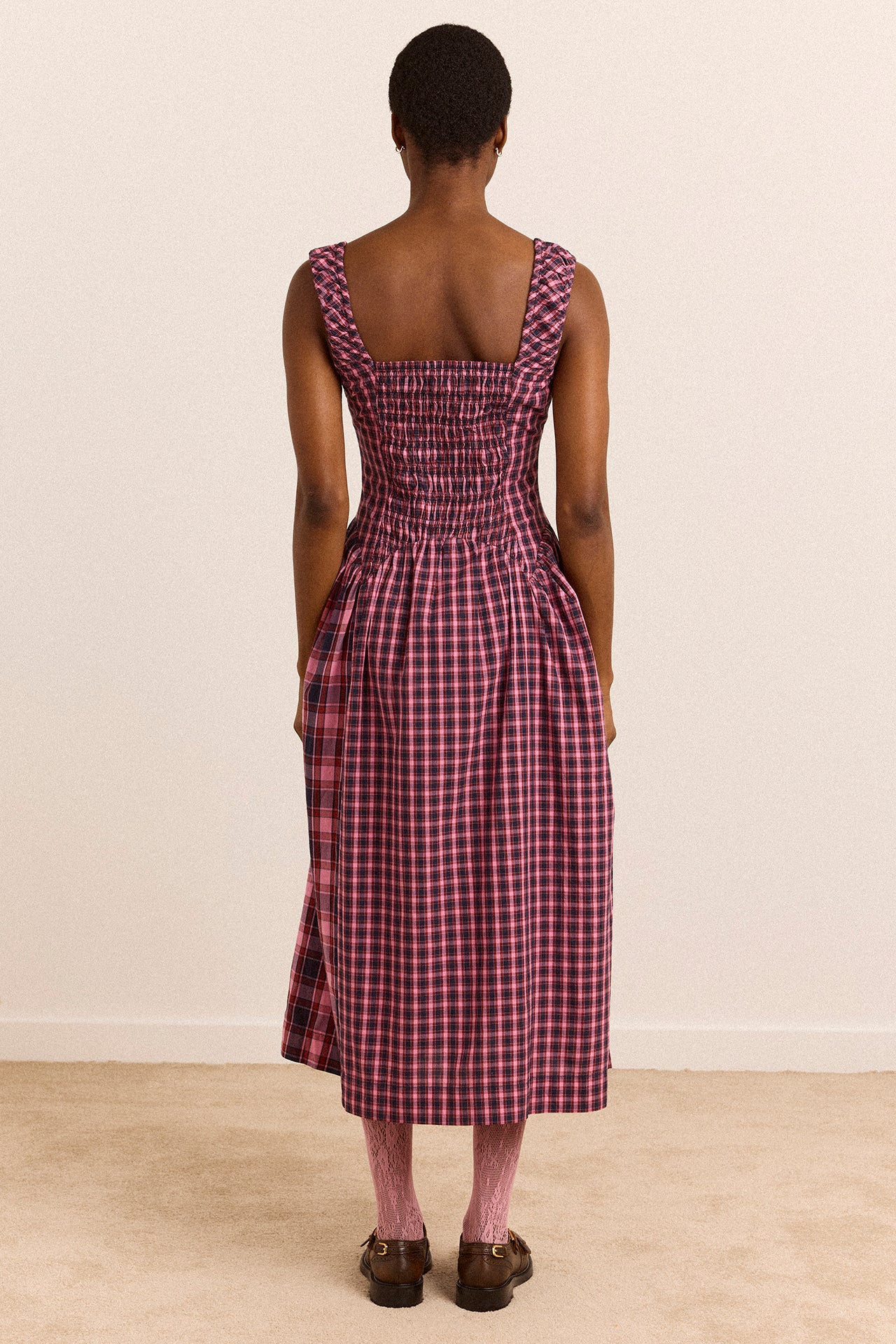 Molly Midi Dress - Magenta Check - Image 5