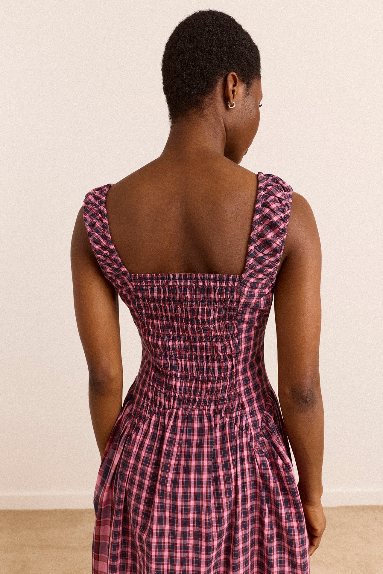 Molly Midi Dress - Magenta Check - Image 7