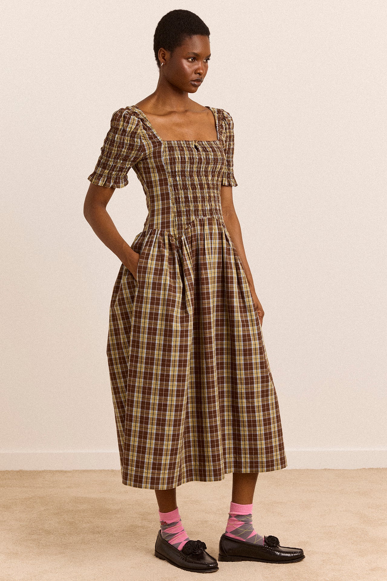 Molly Midi Dress - Cocoa Check - Image 2