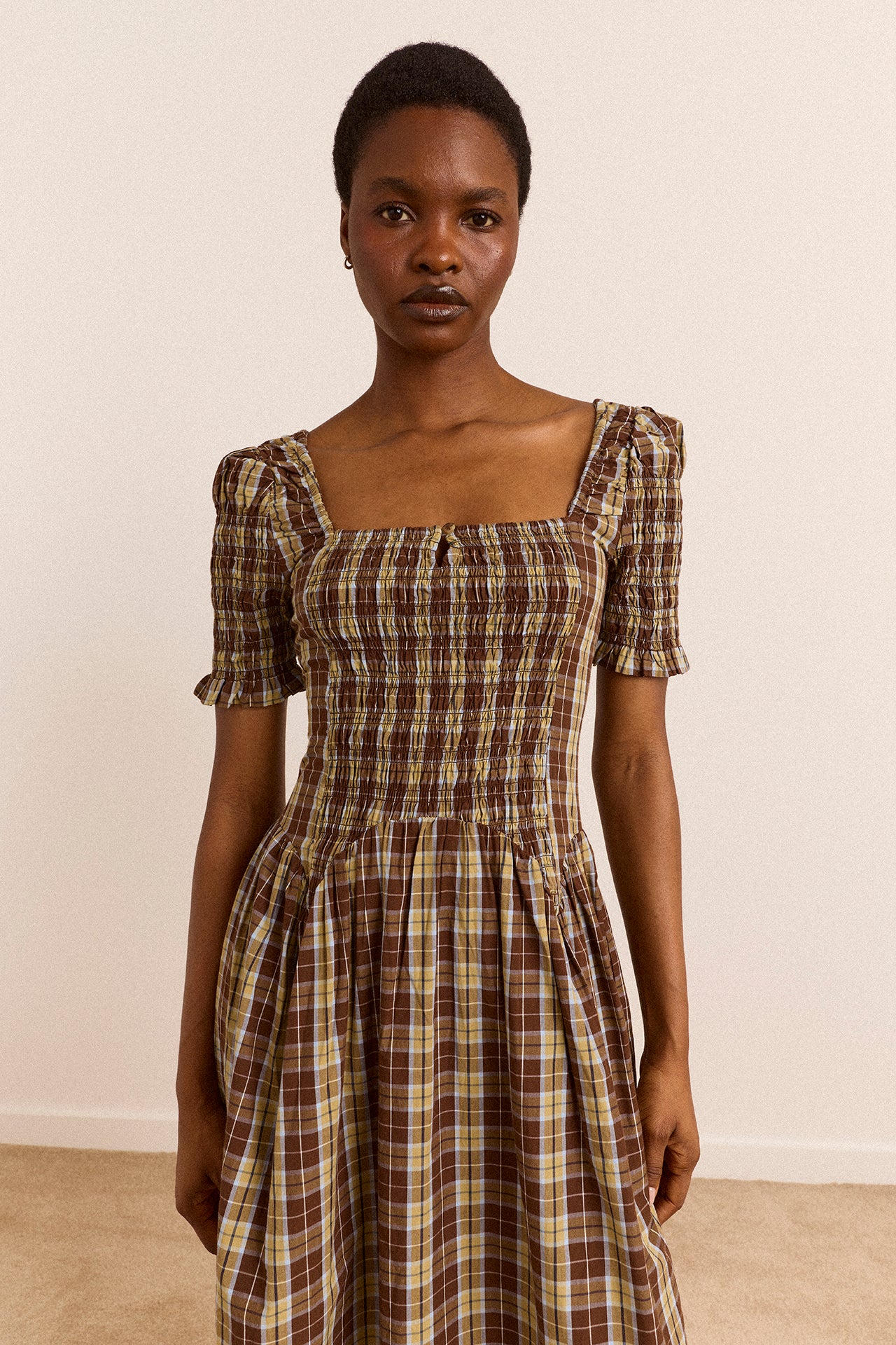 Molly Midi Dress - Cocoa Check - Image 4