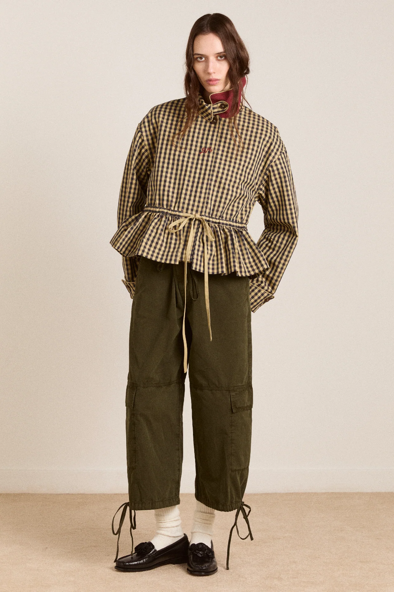 Myrtle Trench Coat - Navy Gingham - Image 3