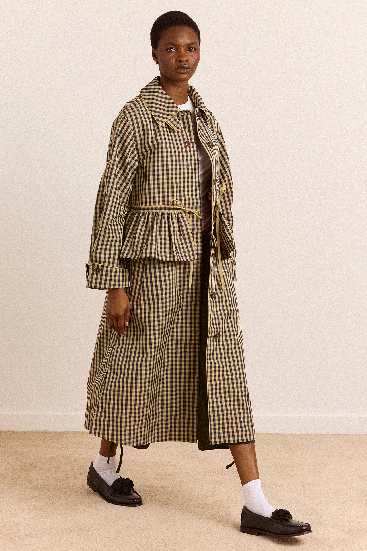 Myrtle Trench Coat - Navy Gingham - Image 4