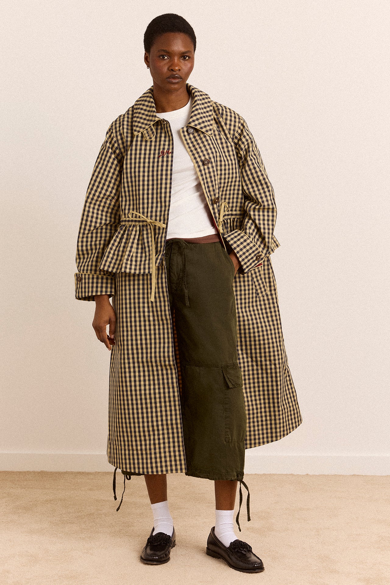 Myrtle Trench Coat - Navy Gingham - Image 5