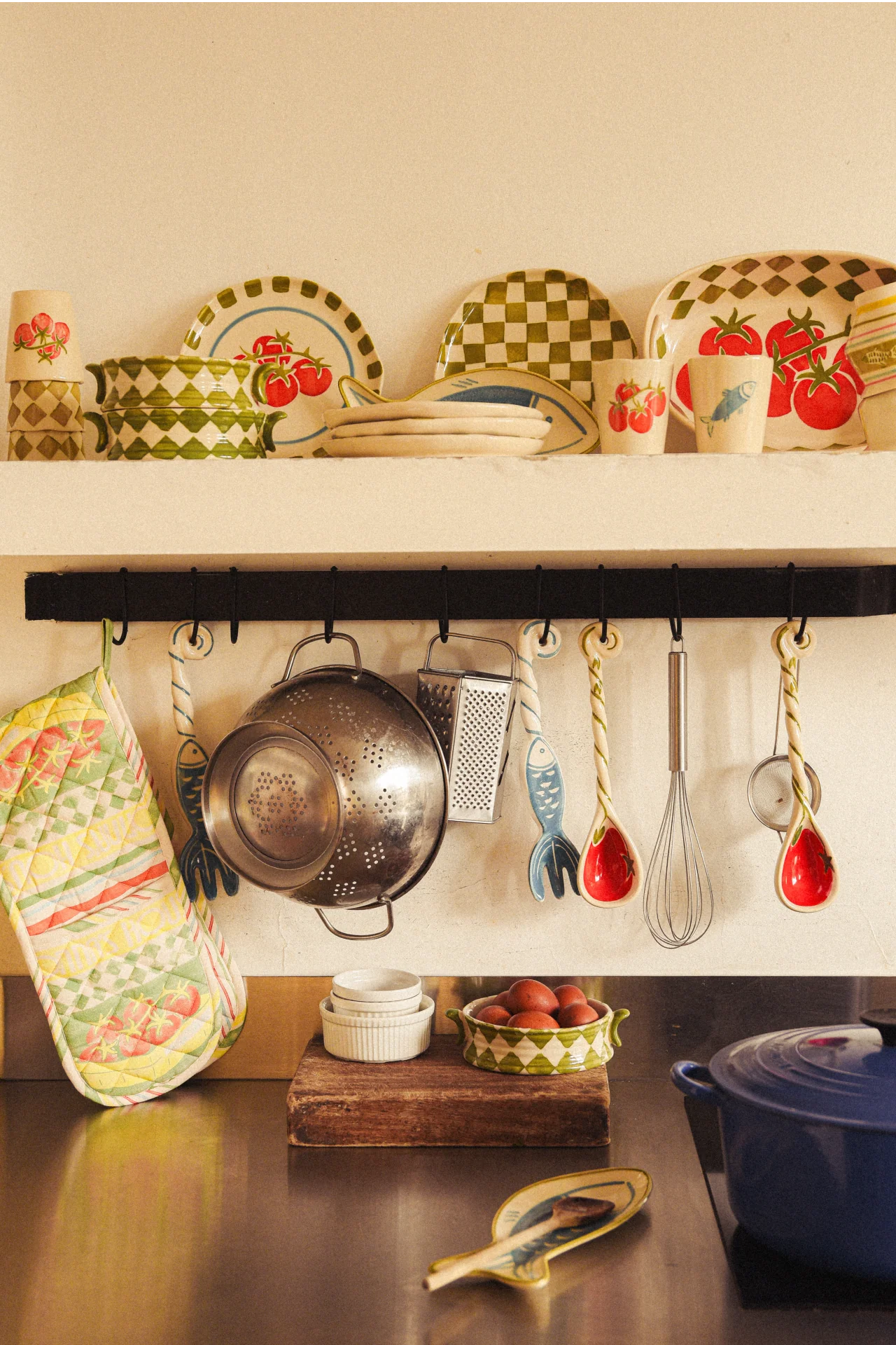 Novelty Check/ Stripe Double Oven Glove - Image 3