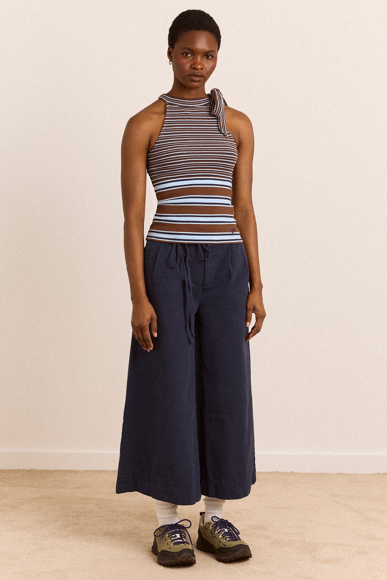 Oriana High Neck Tank - Blue Stripe - Image 3
