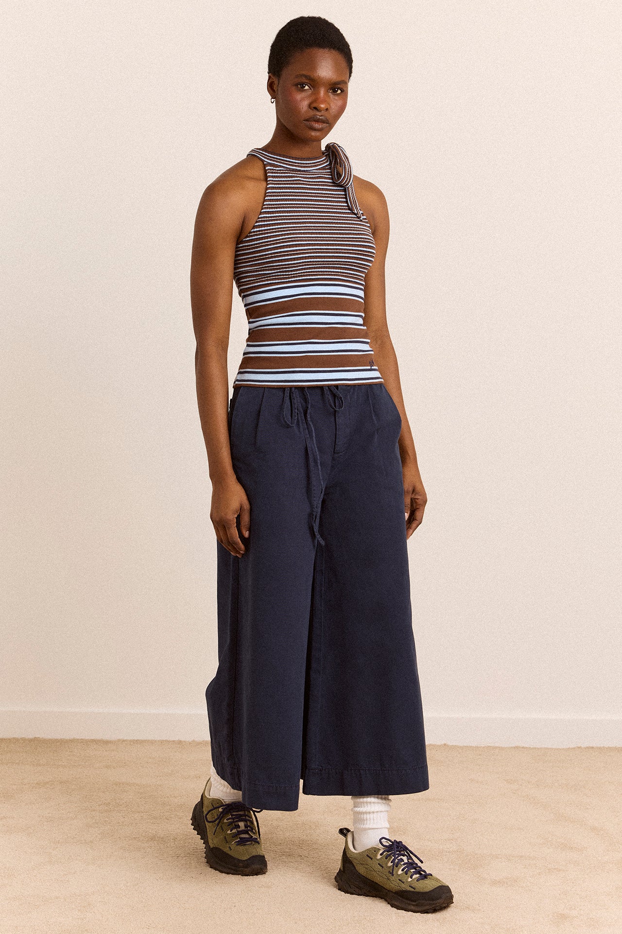 Oriana High Neck Tank - Blue Stripe - Image 4