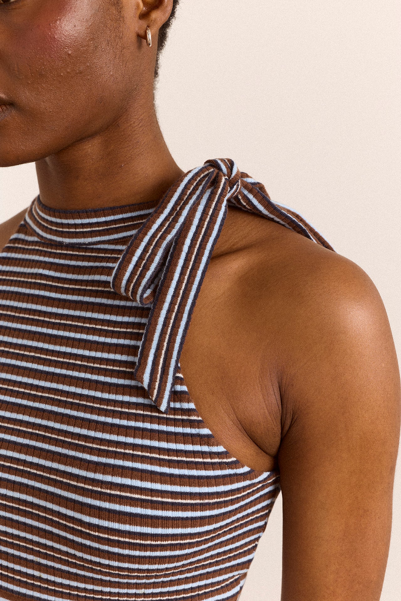 Oriana High Neck Tank - Blue Stripe - Image 7