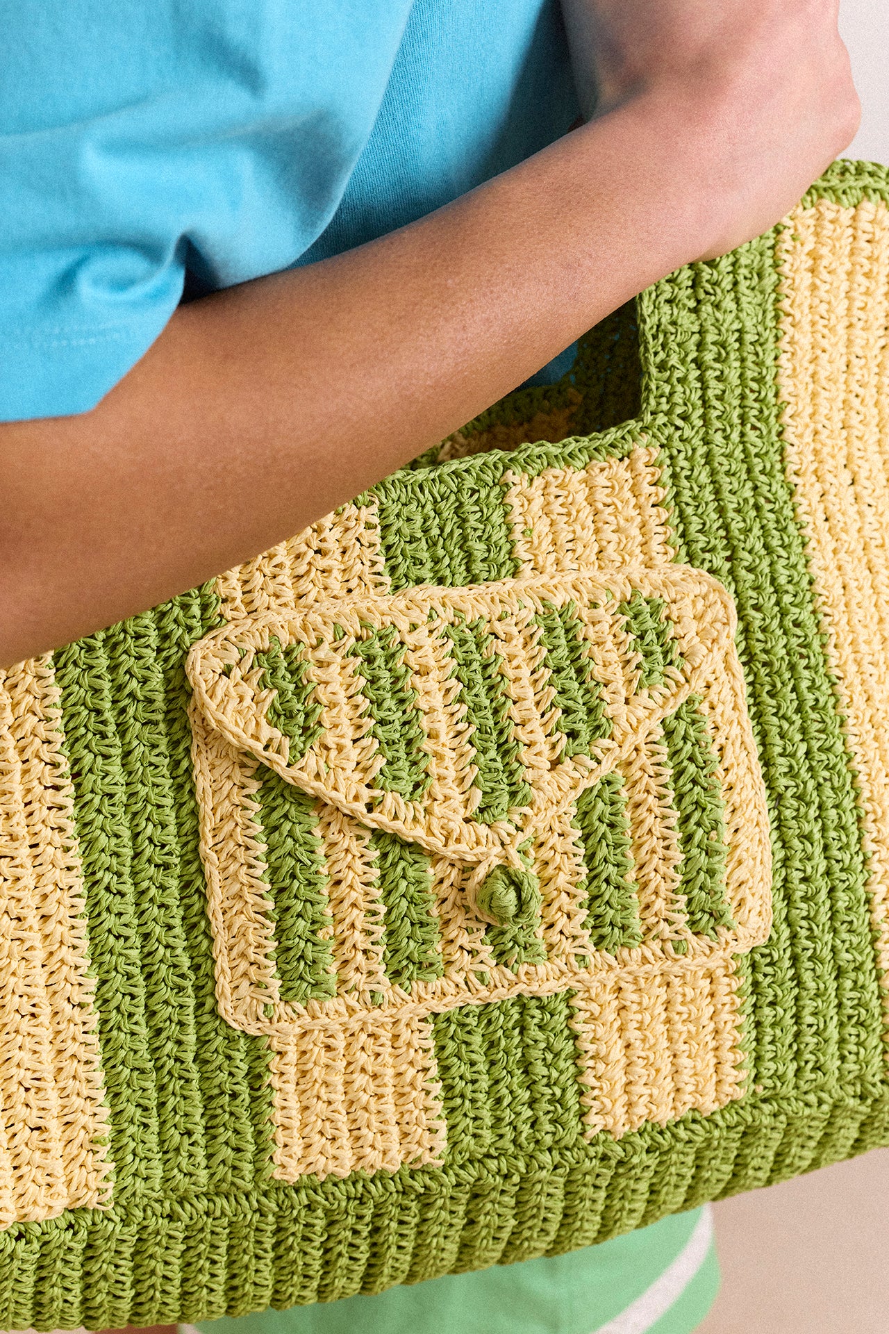 Orla Oversized Raffia Beach Bag - Apple Stripe - Image 4