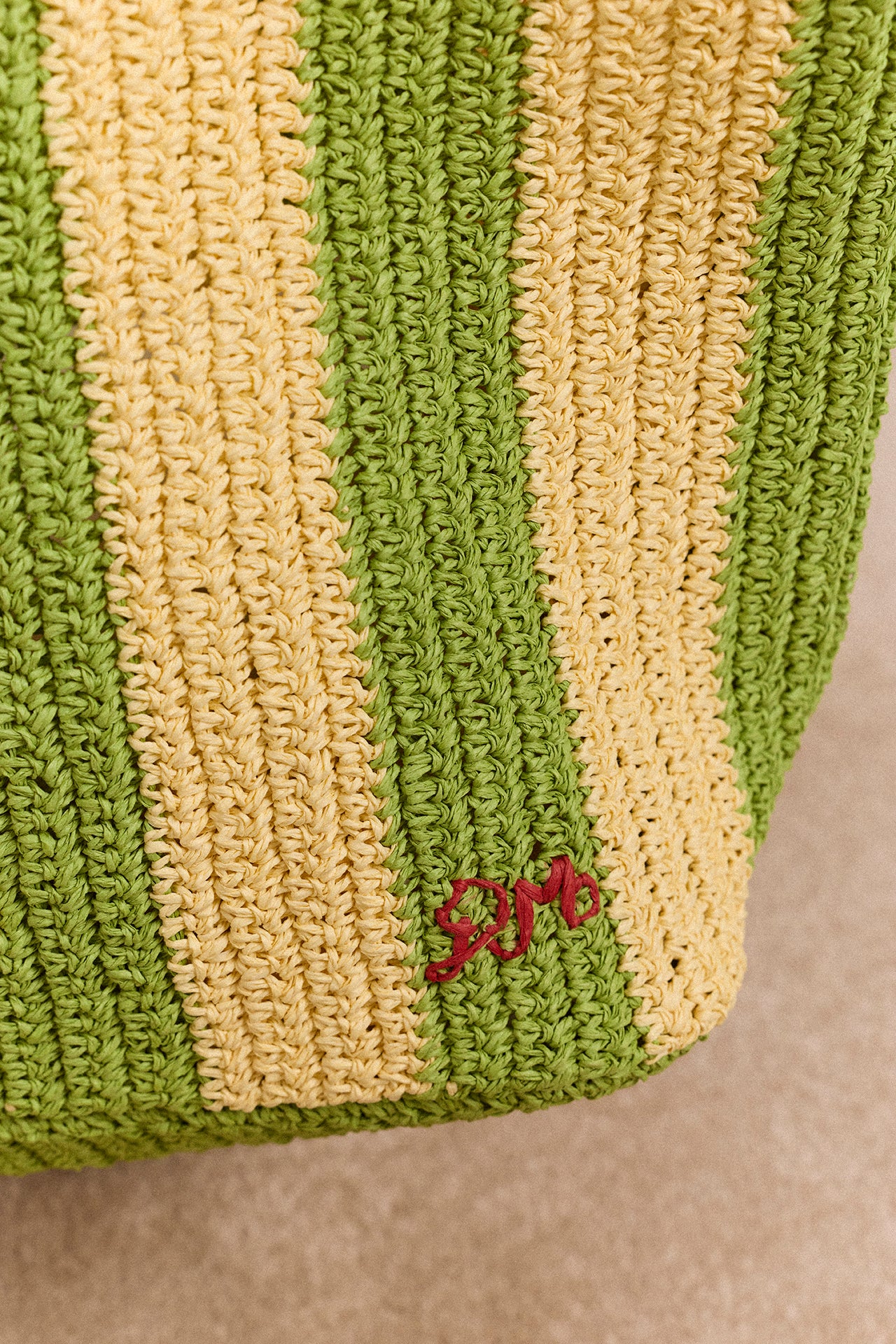 Orla Oversized Raffia Beach Bag - Apple Stripe - Image 5