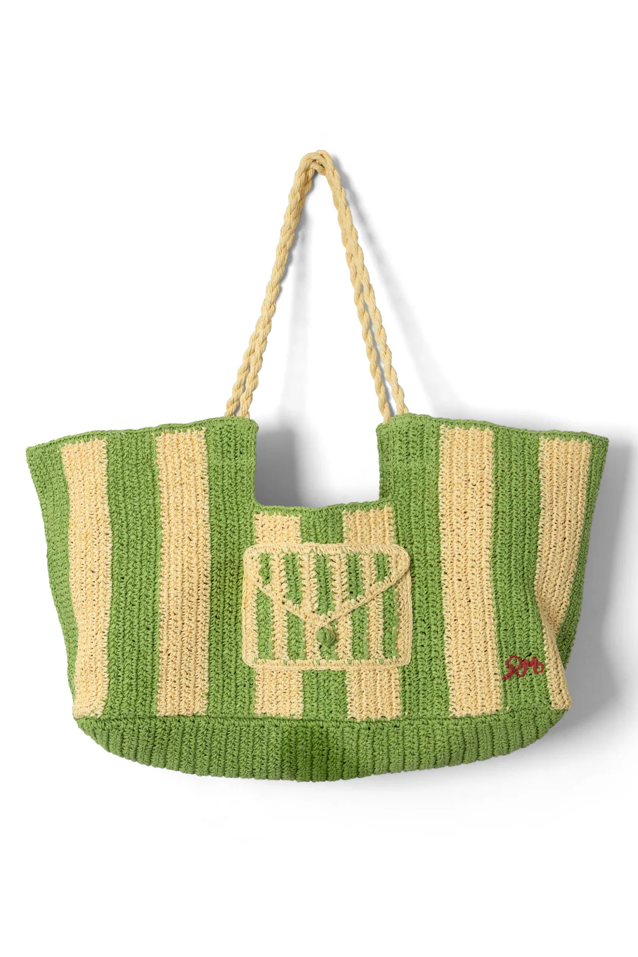Orla Oversized Raffia Beach Bag - Apple Stripe - Image 6