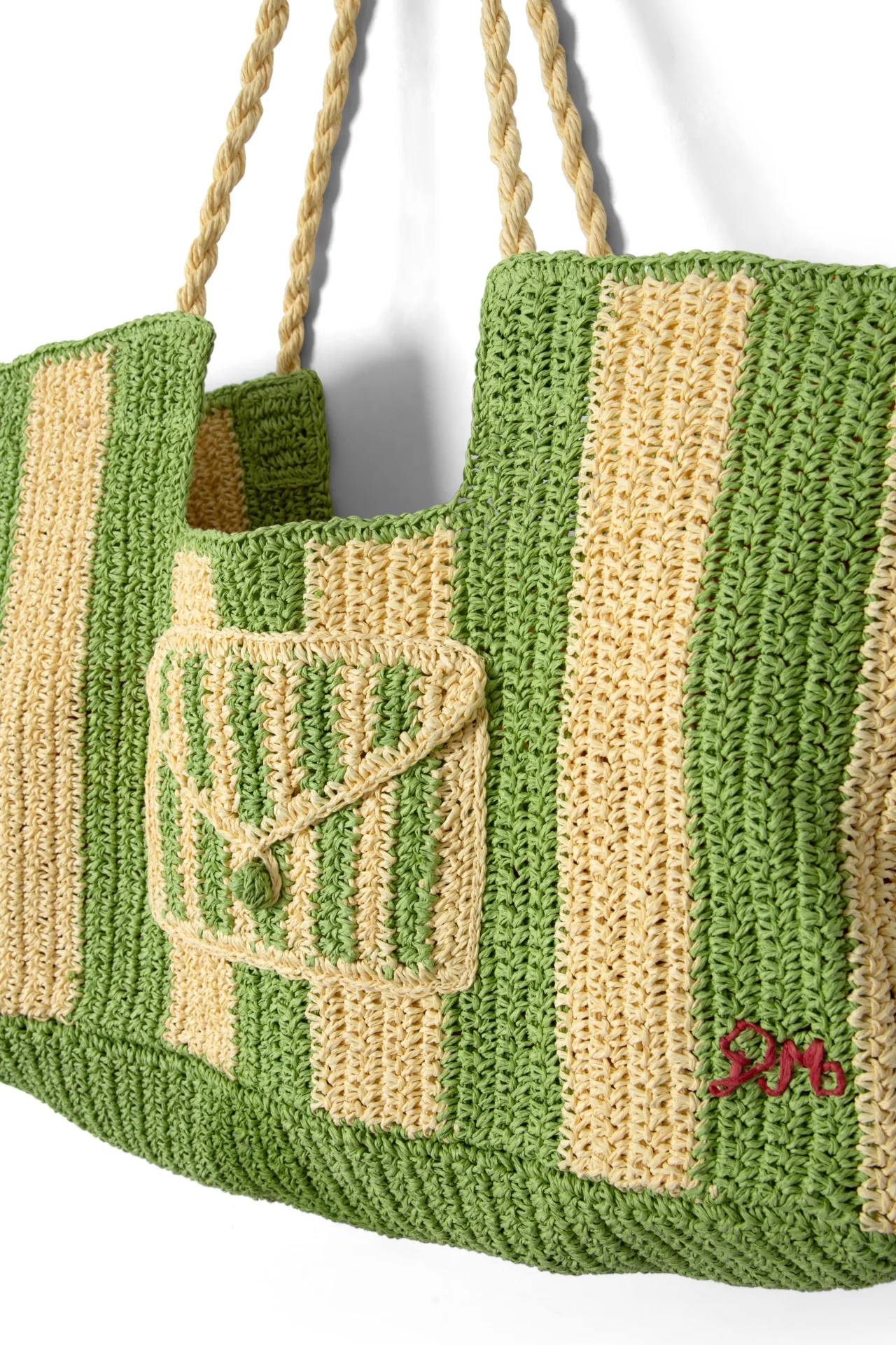 Orla Oversized Raffia Beach Bag - Apple Stripe - Image 7