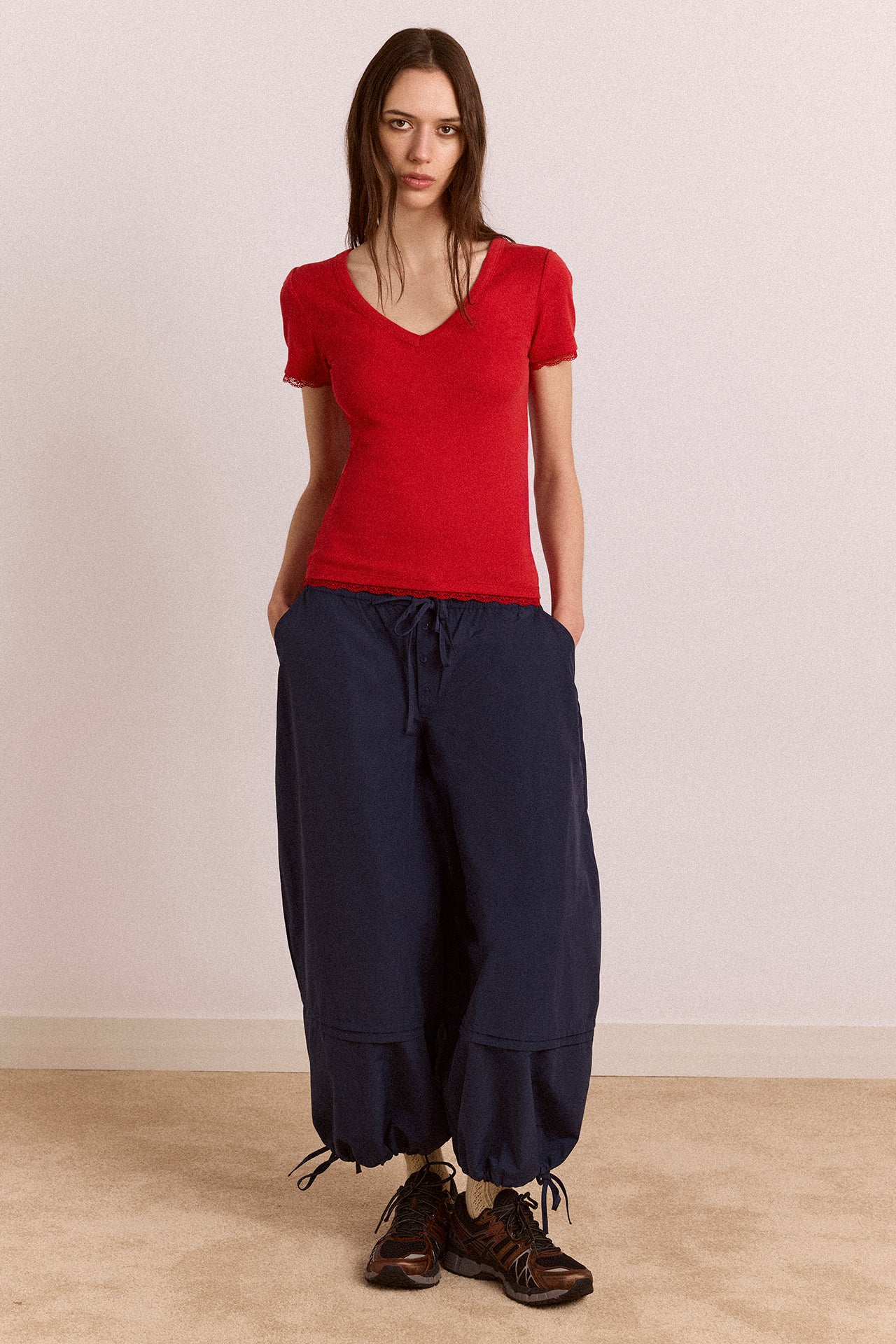 paige v-neck tee - red - Image 3