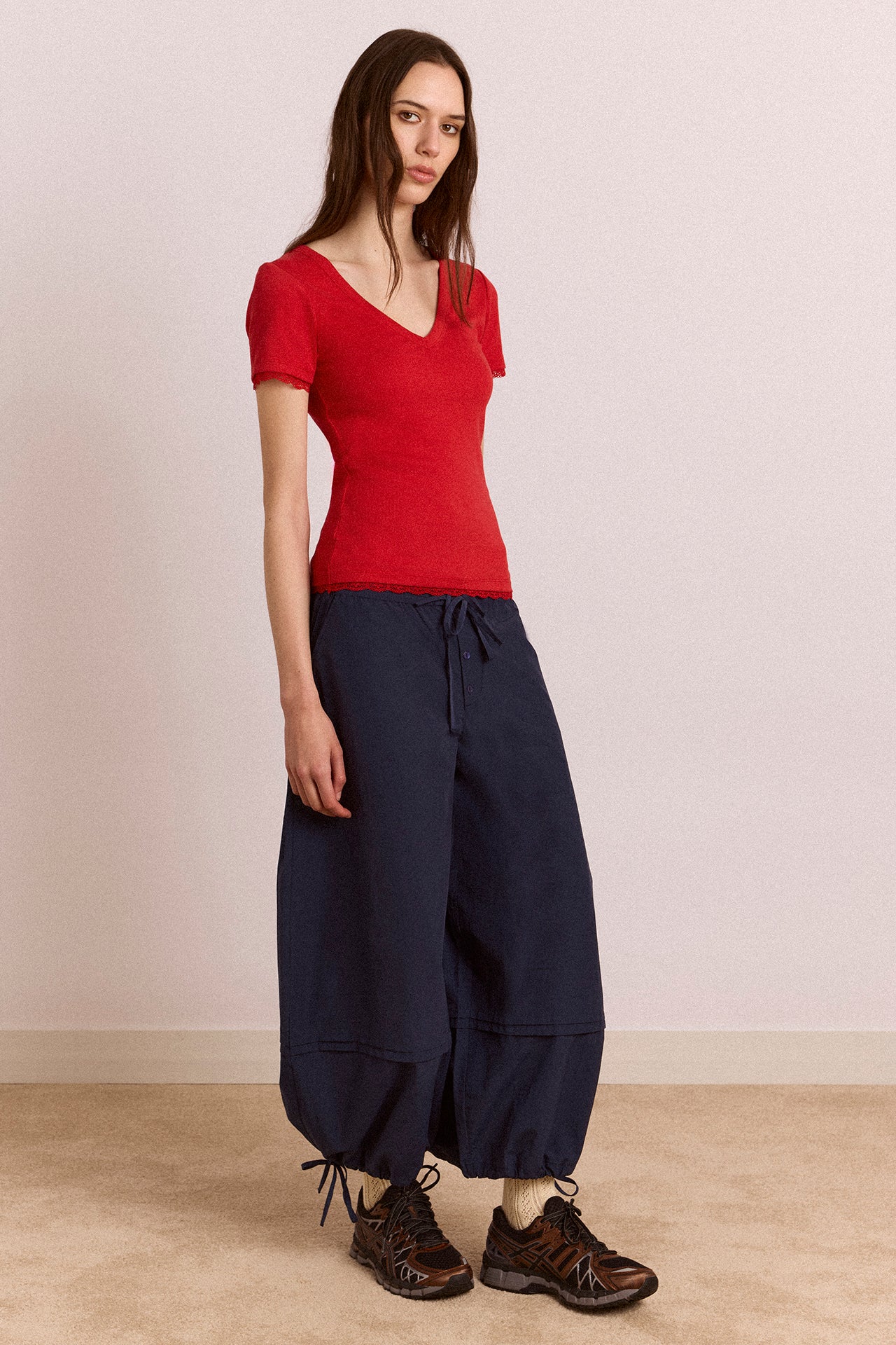 paige v-neck tee - red - Image 4