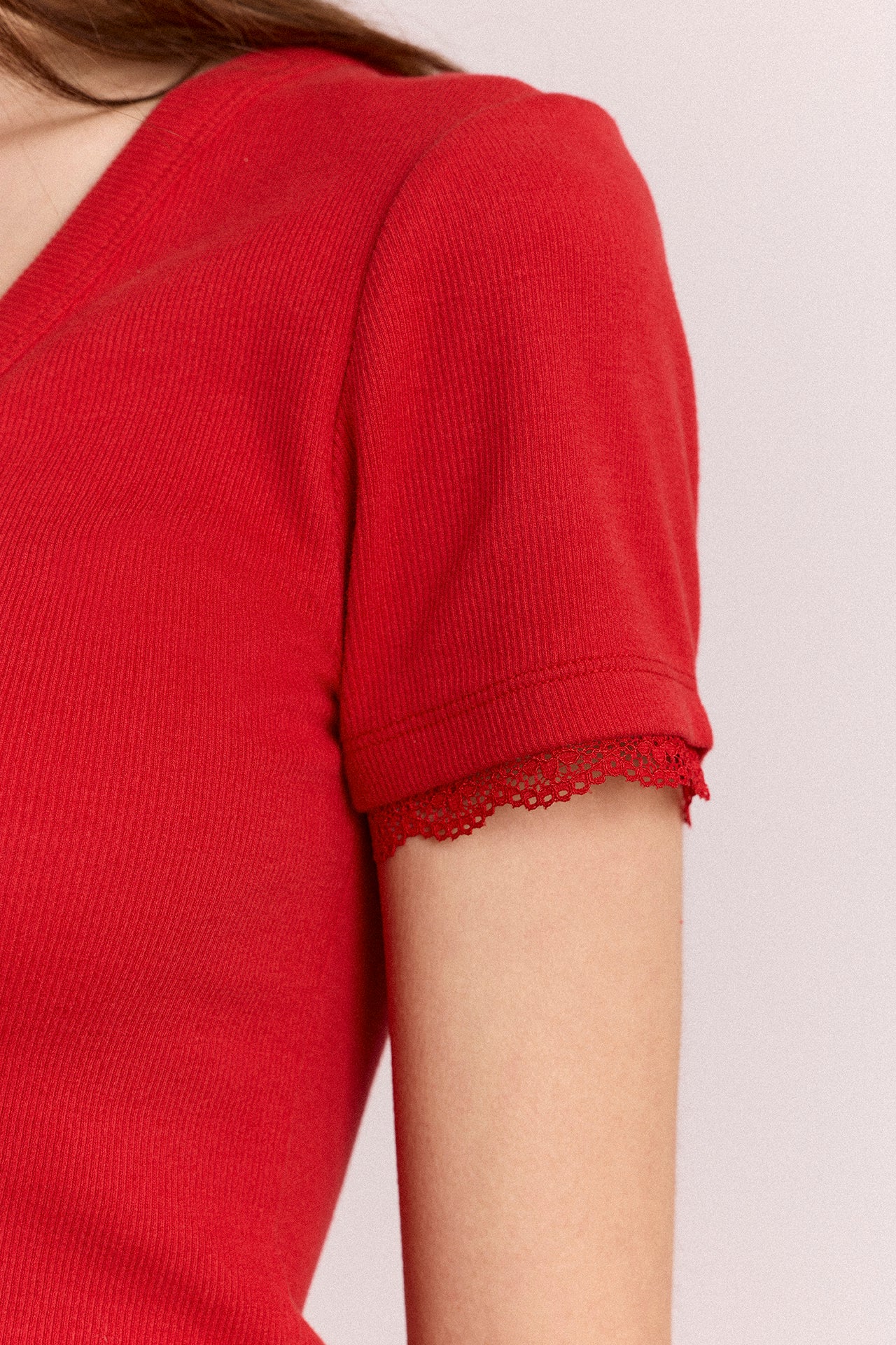 paige v-neck tee - red - Image 7