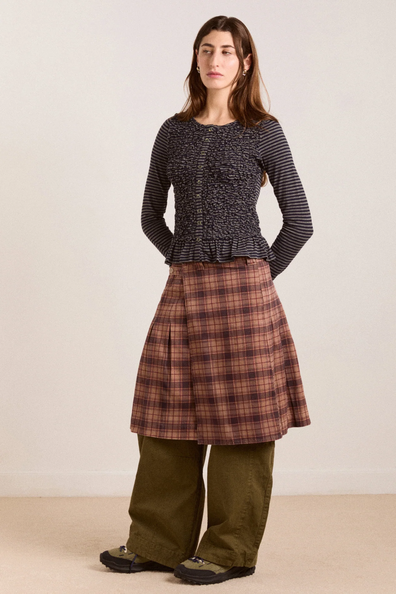 Peggy Smocked Cardi - Blue Stripe - Image 3