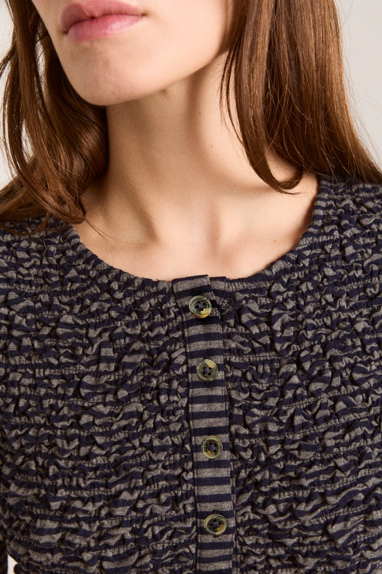 Peggy Smocked Cardi - Blue Stripe - Image 7