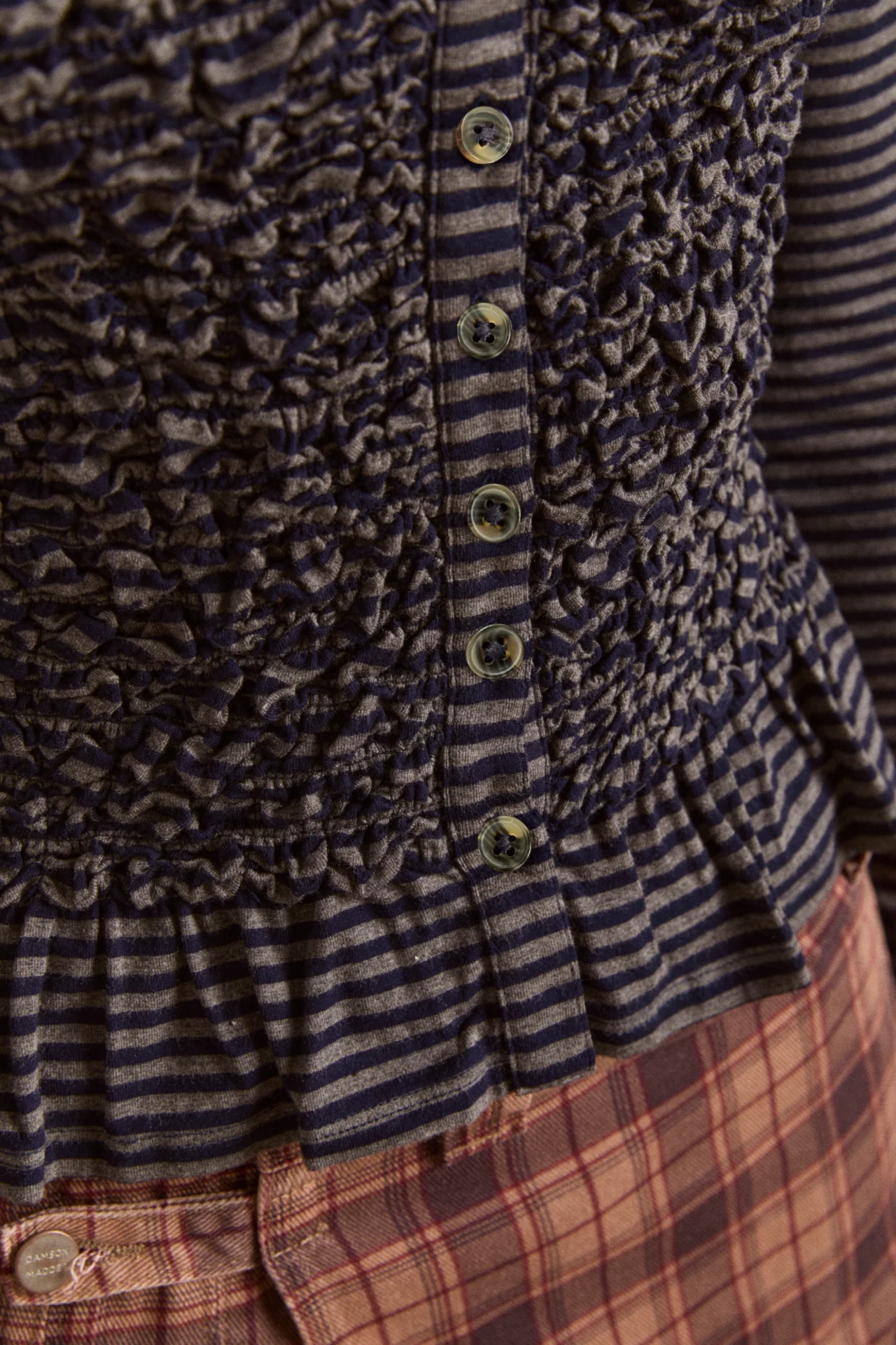Peggy Smocked Cardi - Blue Stripe - Image 8