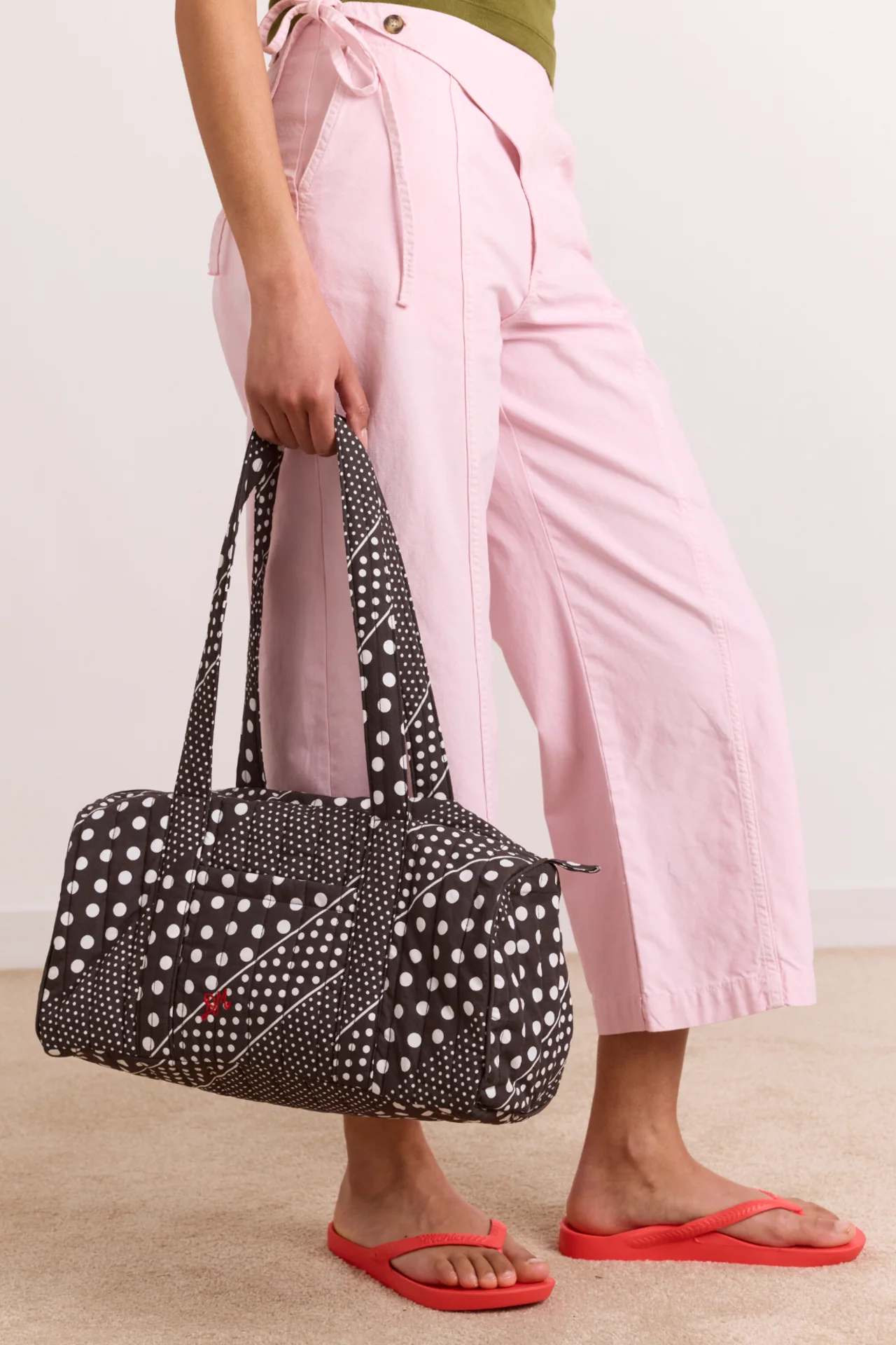 Quilted Weekender Bag - Washed Black Spot Print - Image 2