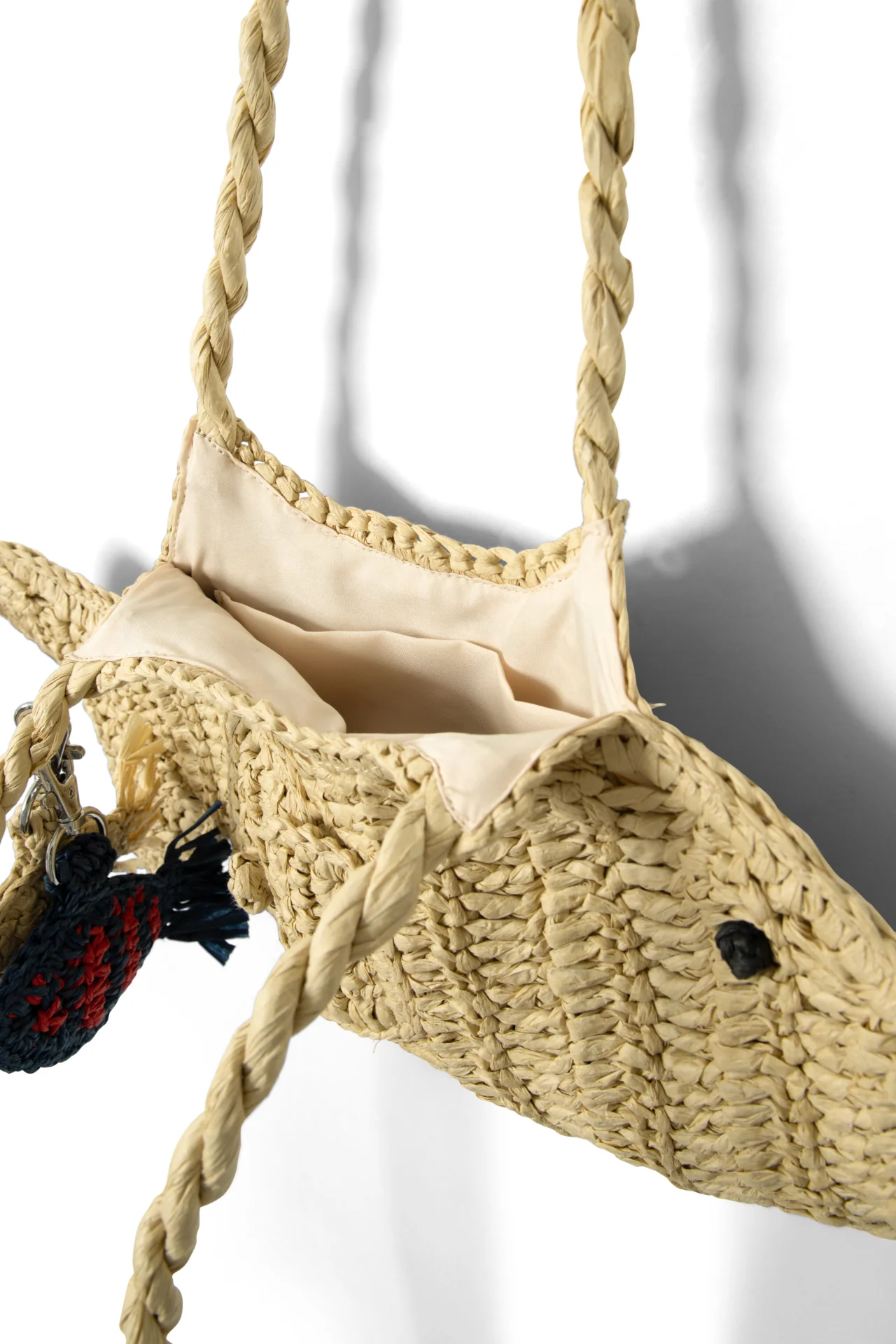 Raffia Fish Bag With Bag Charm - Natural - Image 4