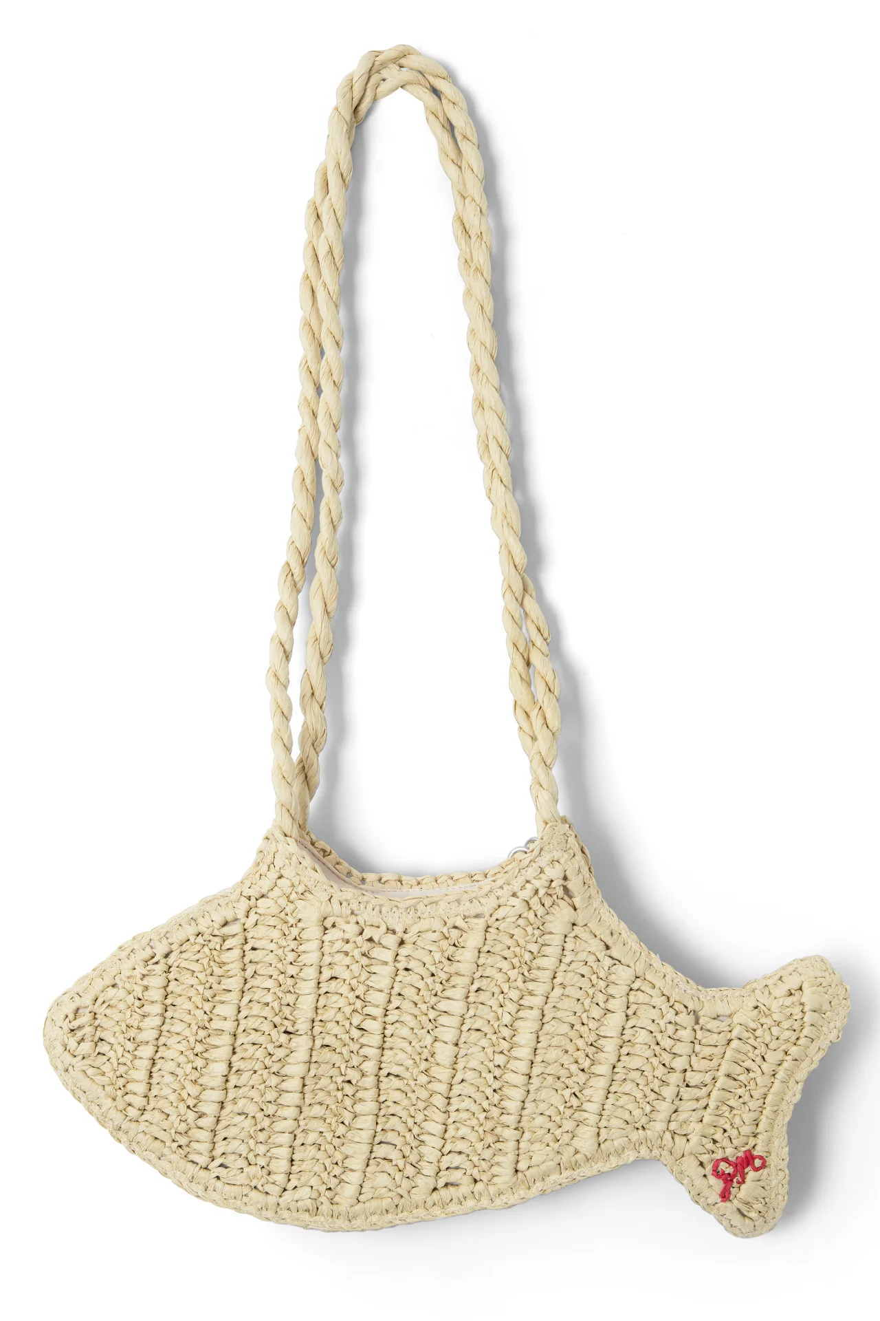 Raffia Fish Bag With Bag Charm - Natural - Image 5