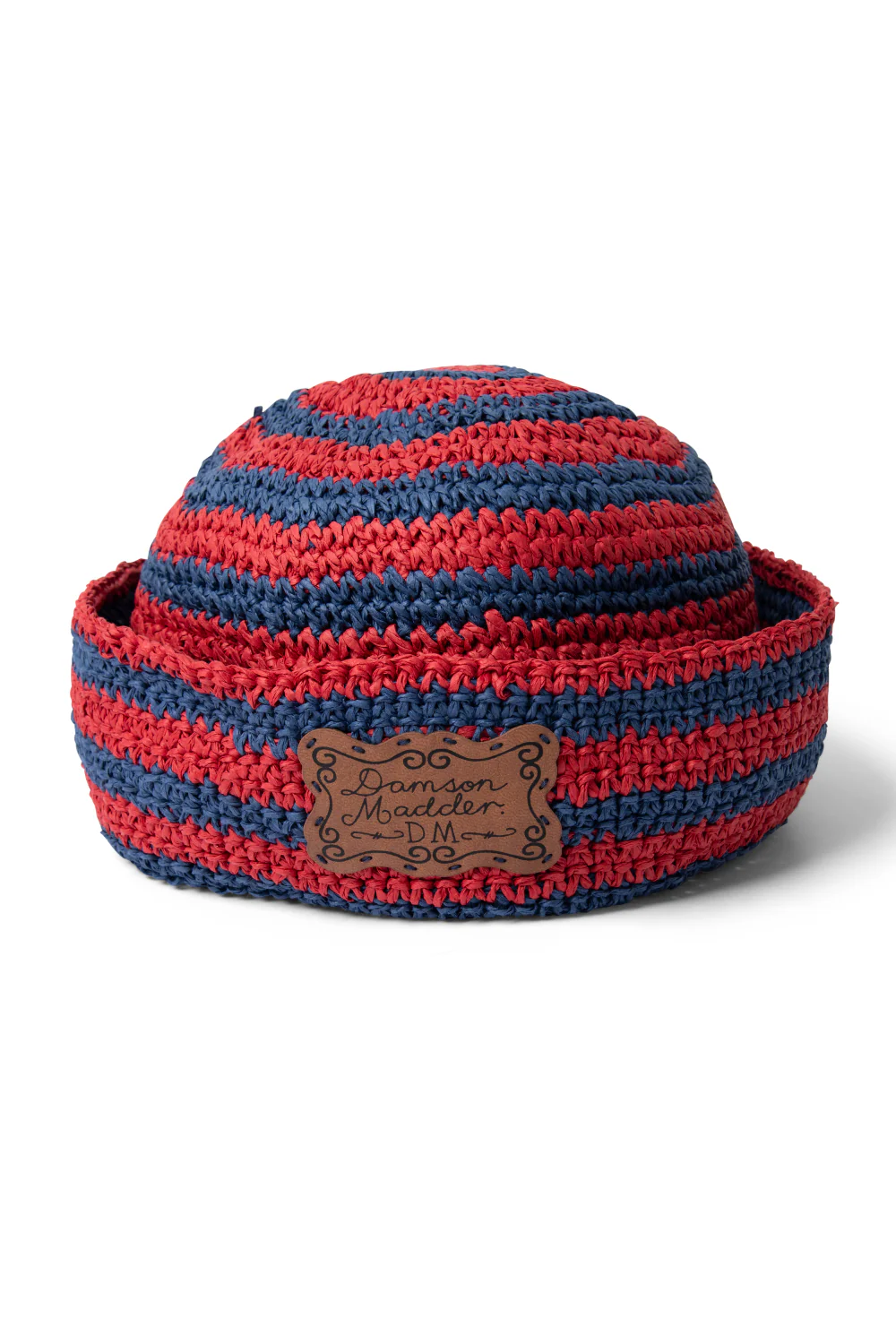 Raffia Sailor Hat - Red & Navy Stripe - Image 2
