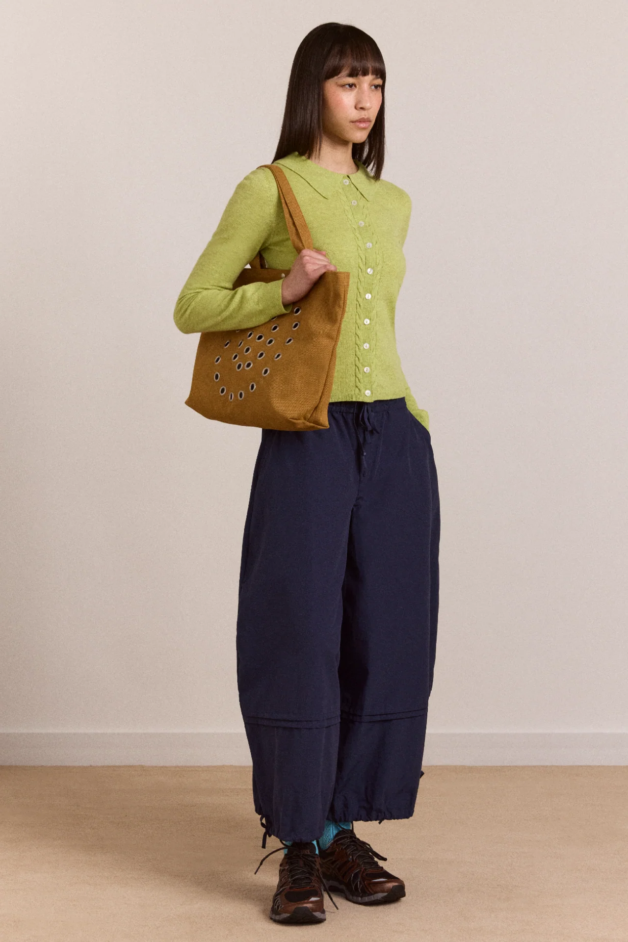 Raine Swirly Eyelet Tote Bag - Toffee - Image 4