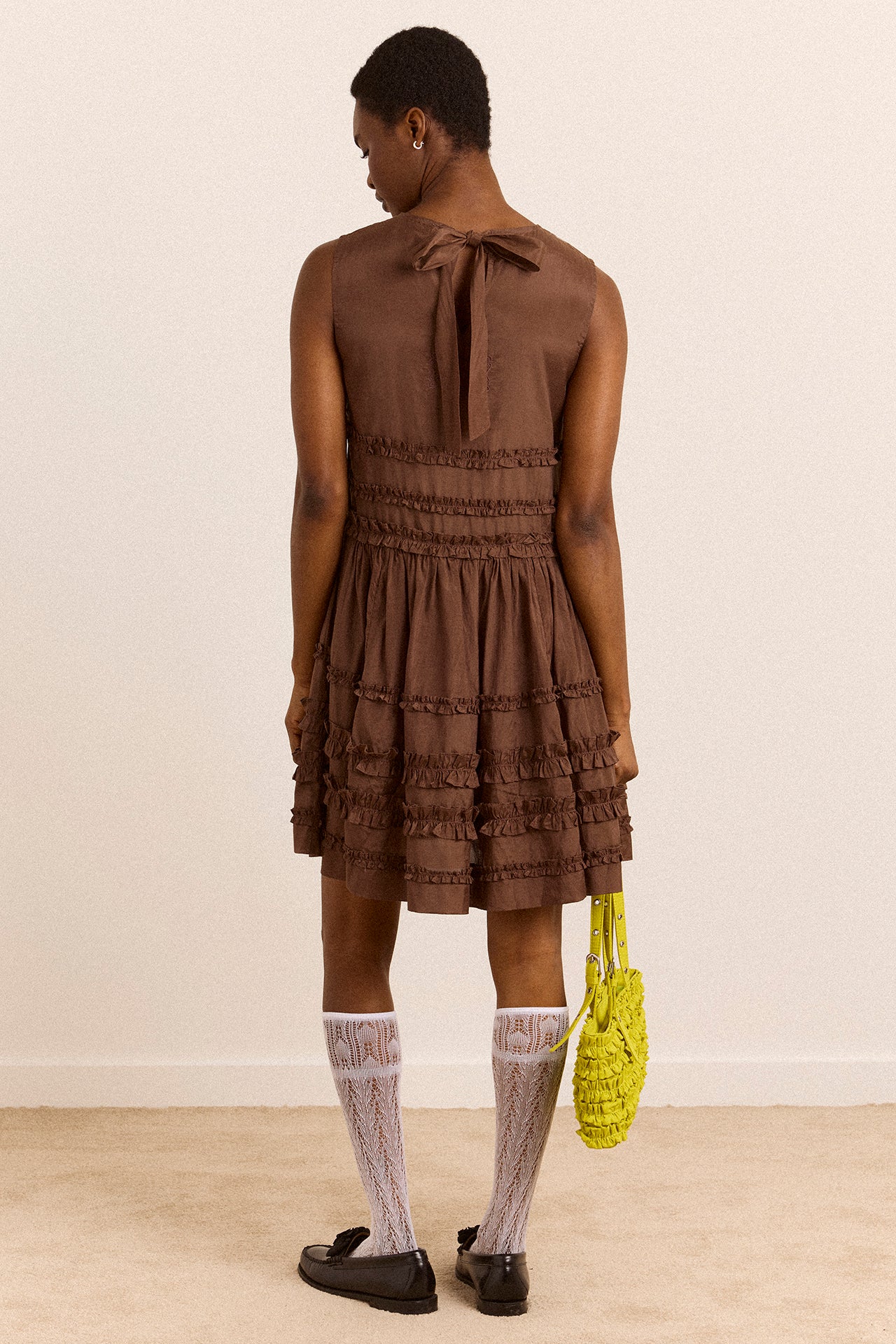 Reed Ruffle Mini Dress - Sheer Choc - Image 5