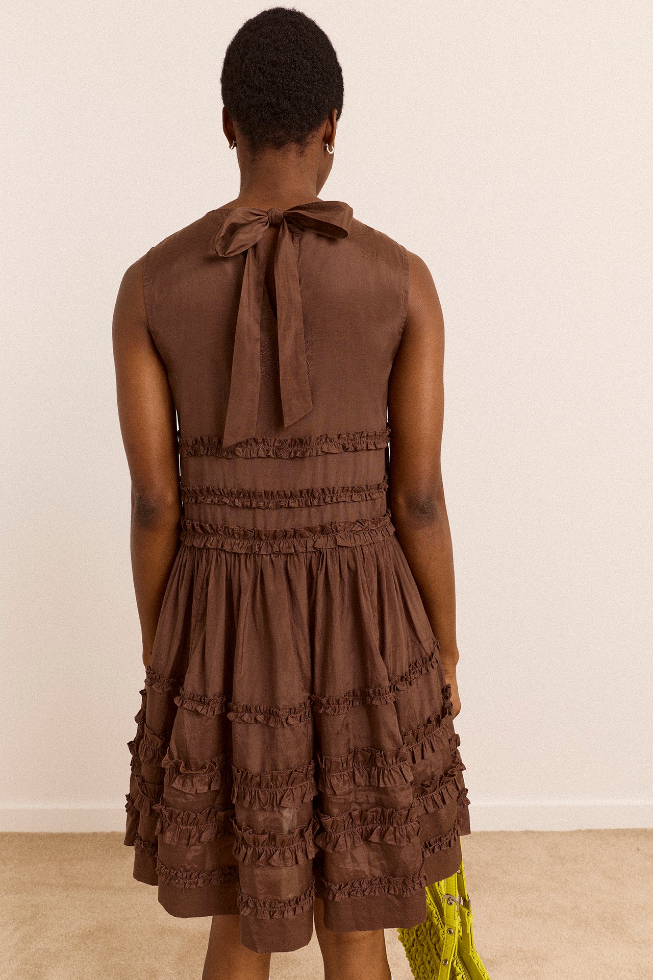 Reed Ruffle Mini Dress - Sheer Choc - Image 6