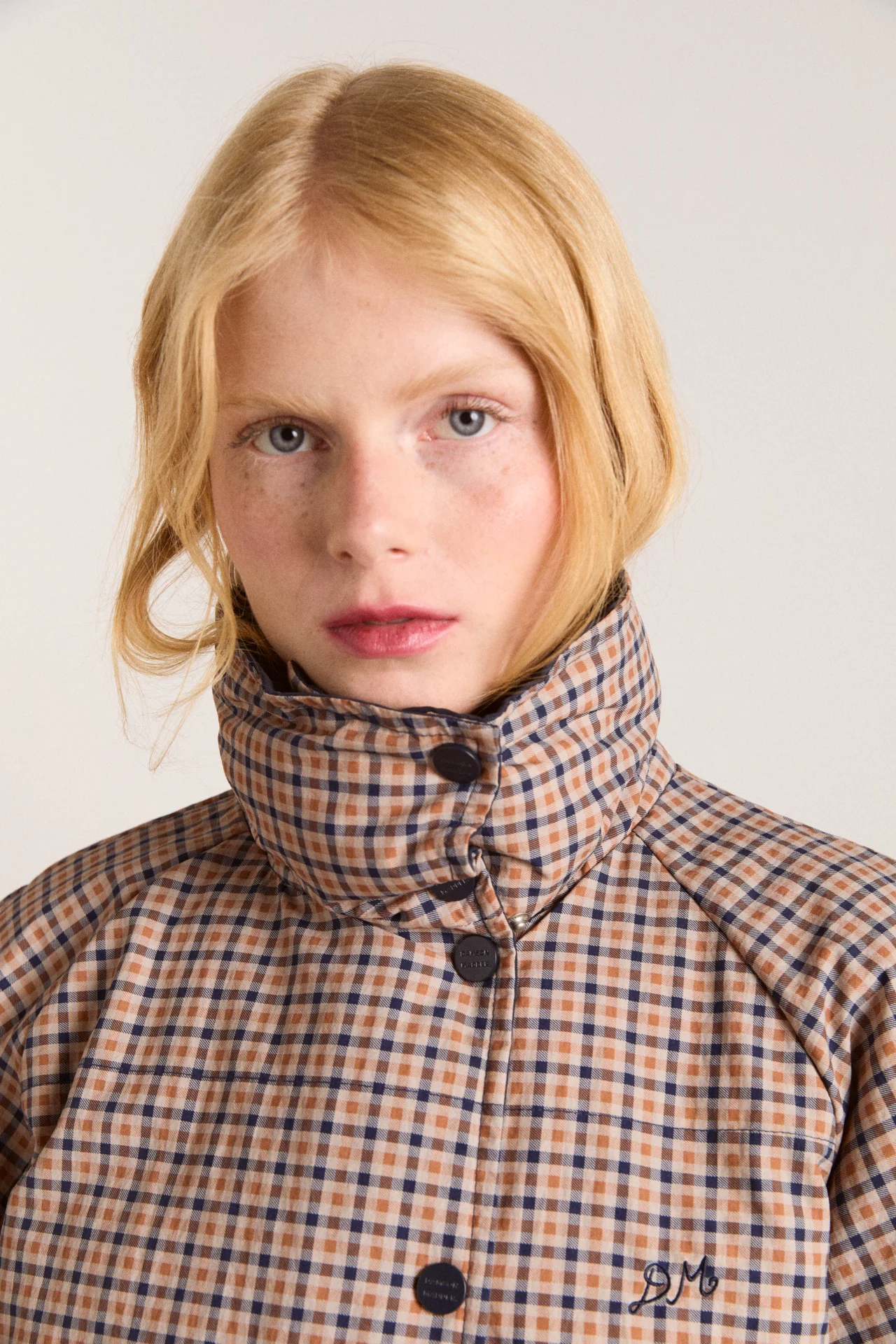 Reversible Opal Puffer - Navy & Check - Image 12