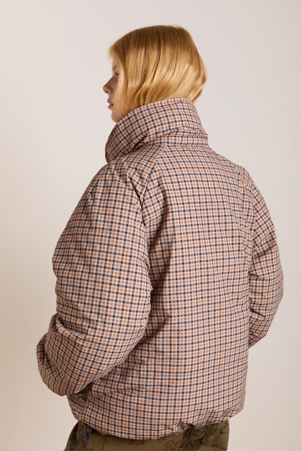 Reversible Opal Puffer - Navy & Check - Image 13