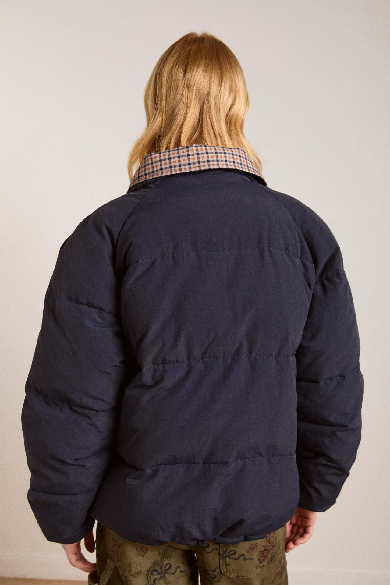 Reversible Opal Puffer - Navy & Check - Image 5