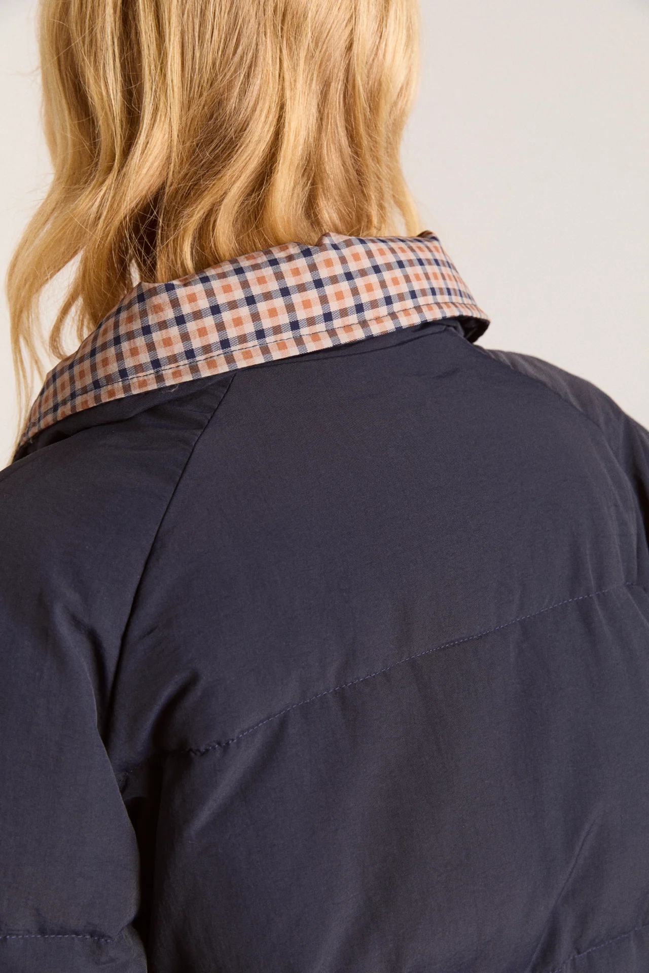 Reversible Opal Puffer - Navy & Check - Image 6