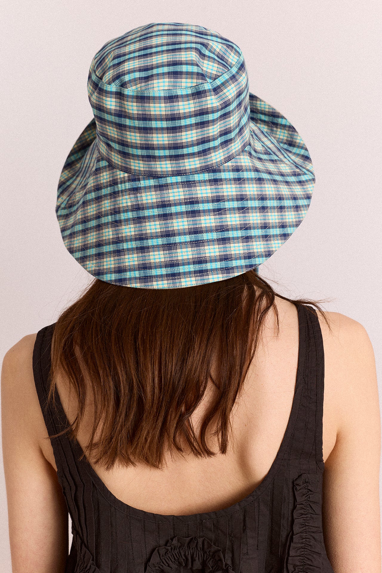 Reversible Sun Hat - Tomboy Check & Stone - Image 5
