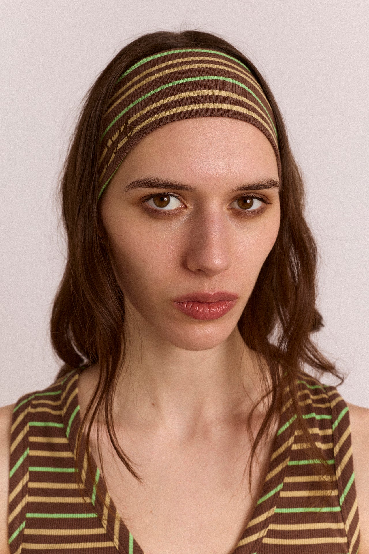 Ribbed Headband- Brown Stripe - Image 2
