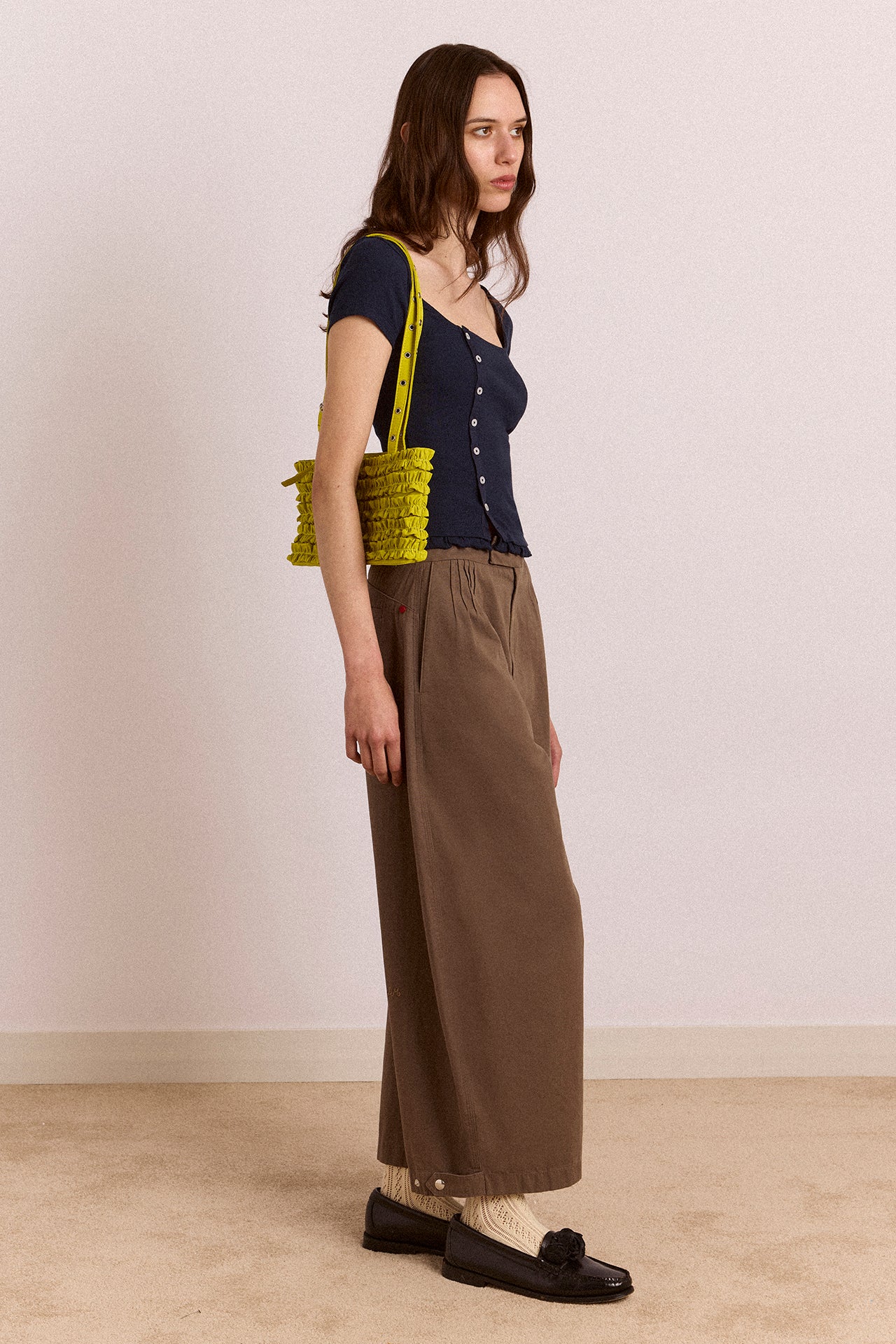 Safah Tailored Barrel Trouser - Brown - Image 4