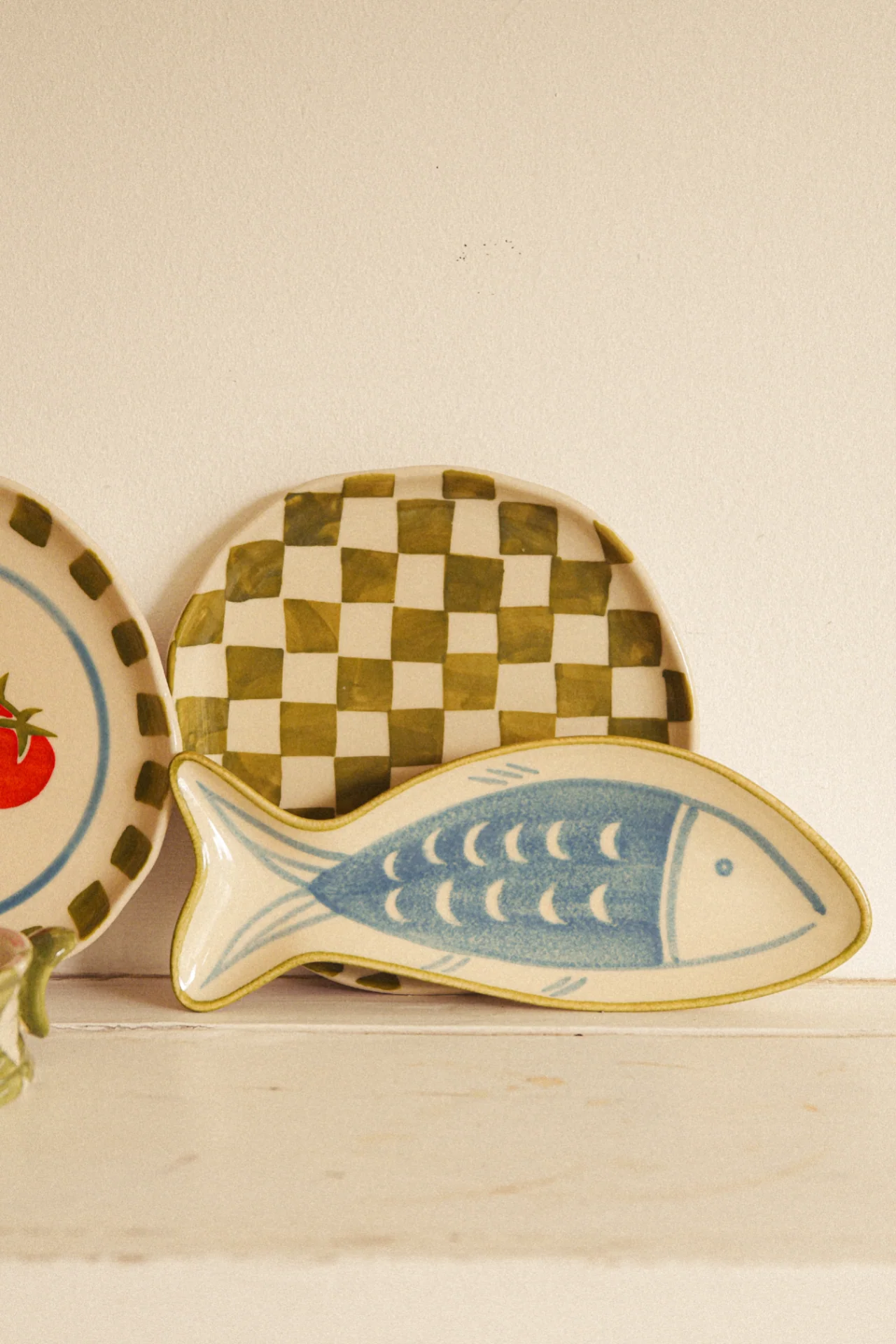 Hand Painted Small Side Plate Set Of 2 Tomato/Check - Image 14