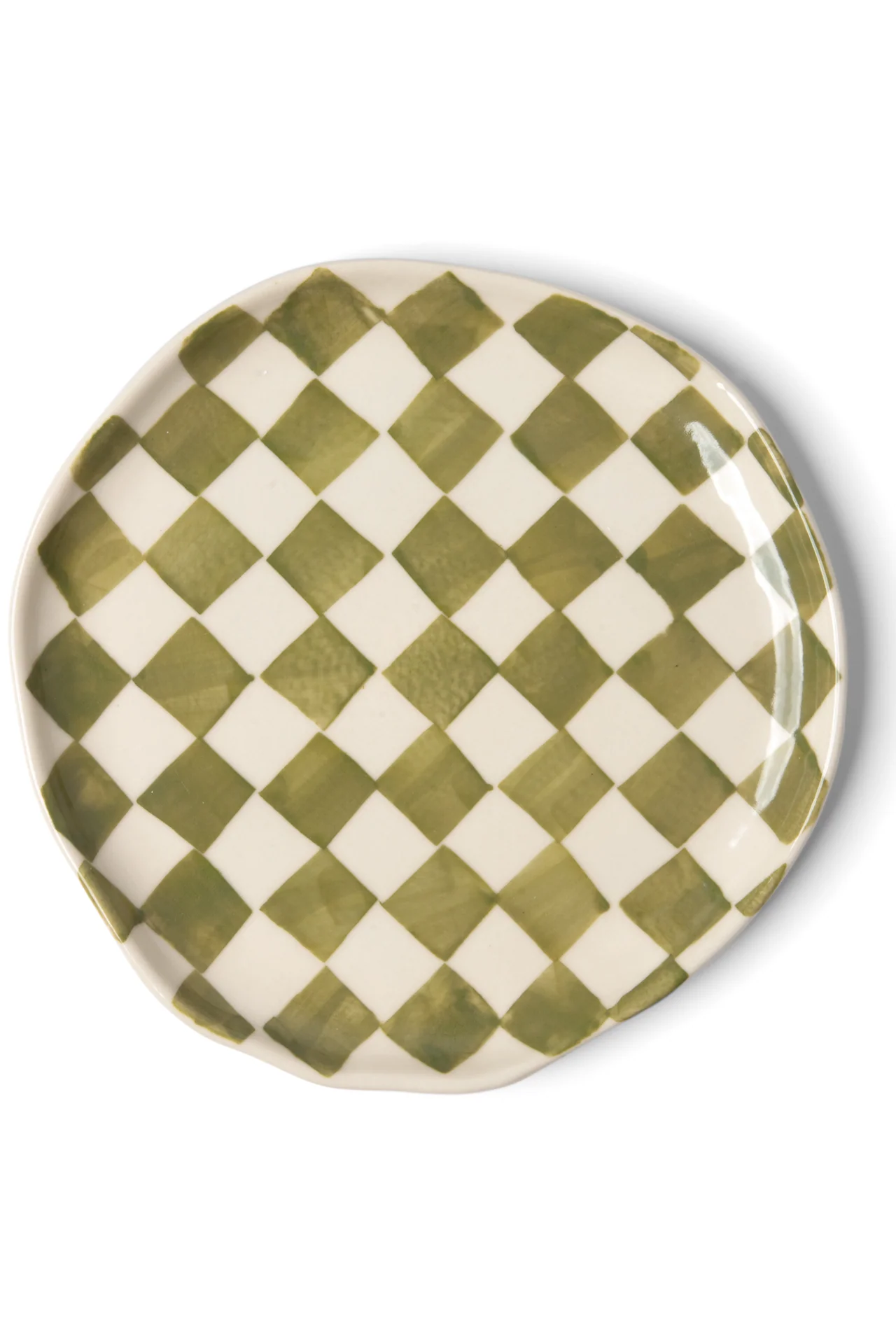 Hand Painted Small Side Plate Set Of 2 Tomato/Check - Image 7