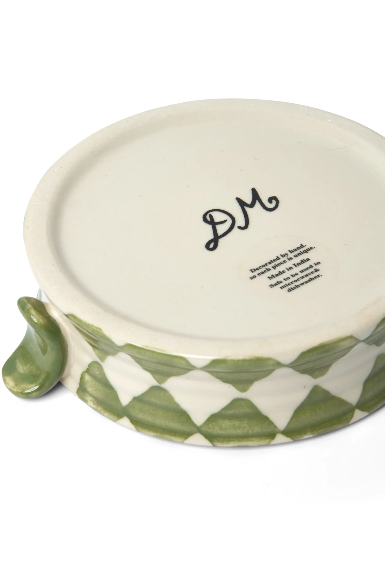 Hand Painted Snack Bowl- Green Check - Image 11