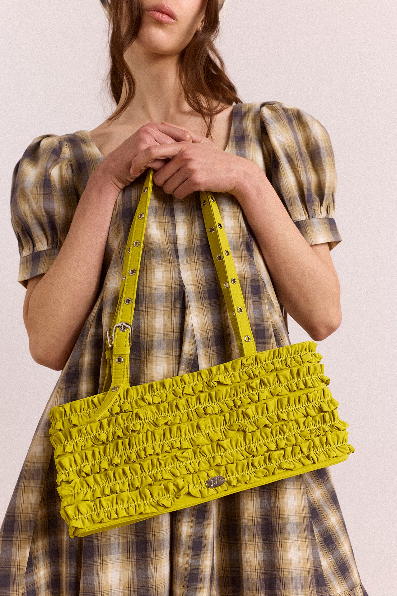 Sophia Ruffle Bag In Chartreuse - Image 2